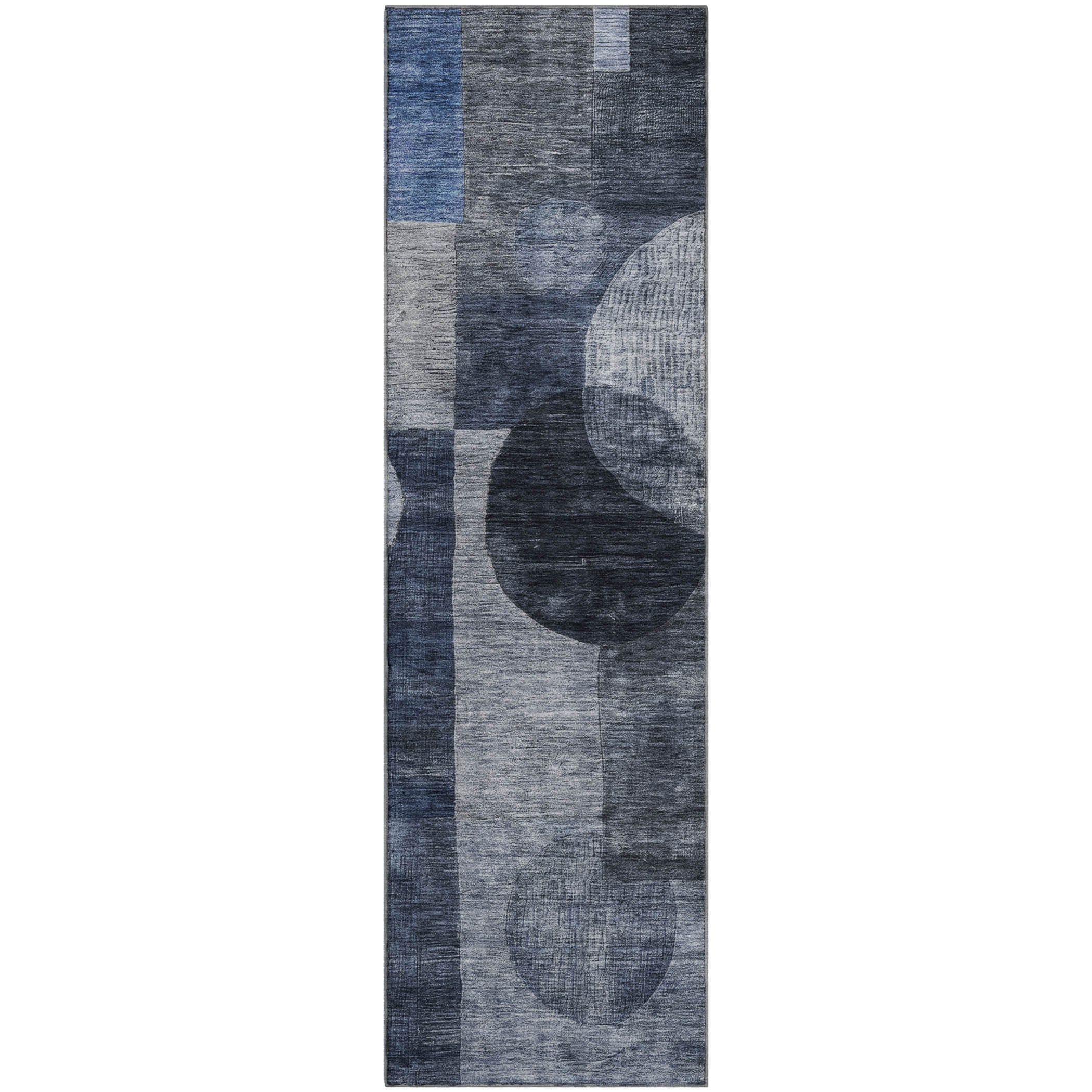 Lucerne Machine Washable Transitional Navy Blue Rug 2'3" x 7'6" #shape_Runner