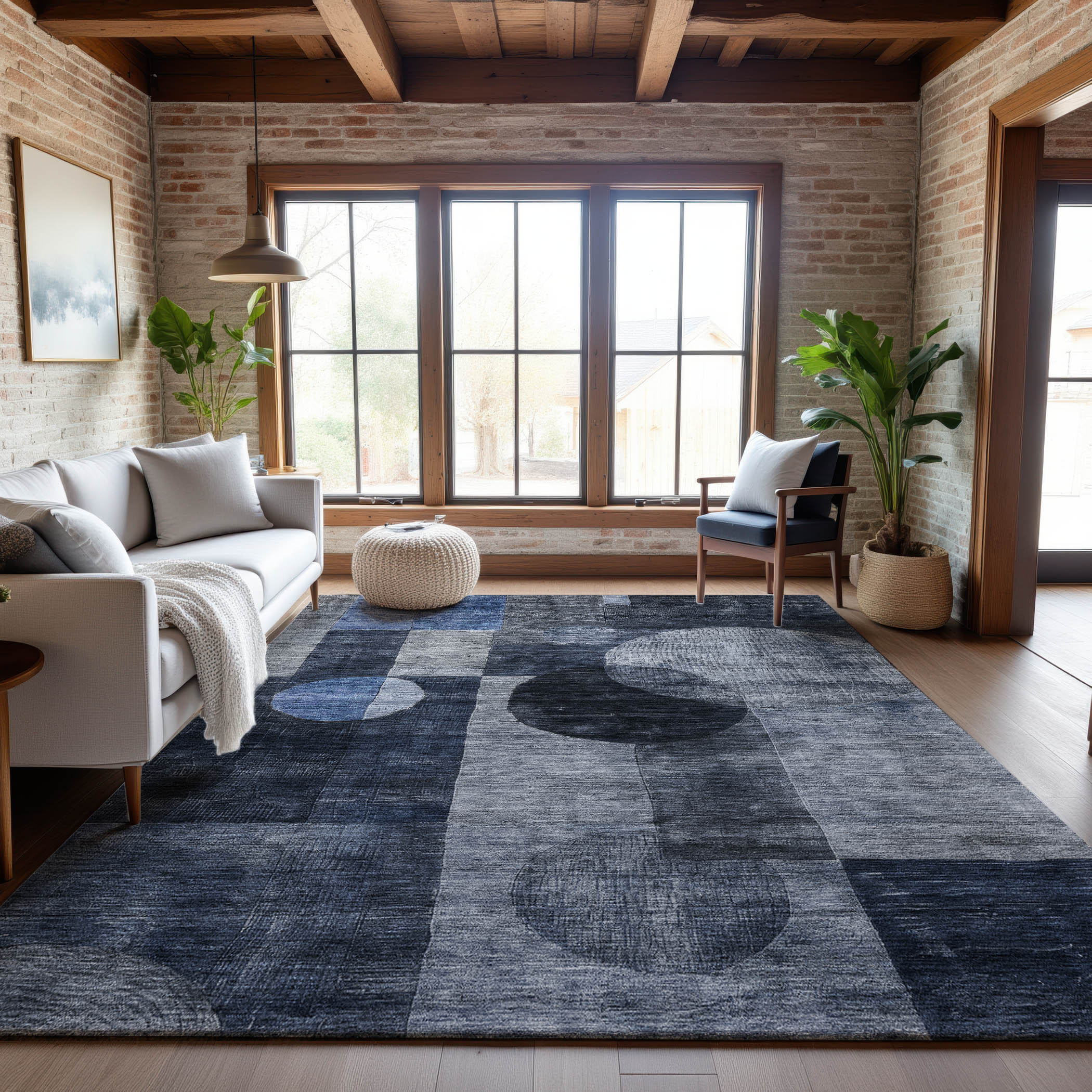 Lucerne Machine Washable Transitional Navy Blue Rug 2'6" x 3'10" #shape_Rectangle