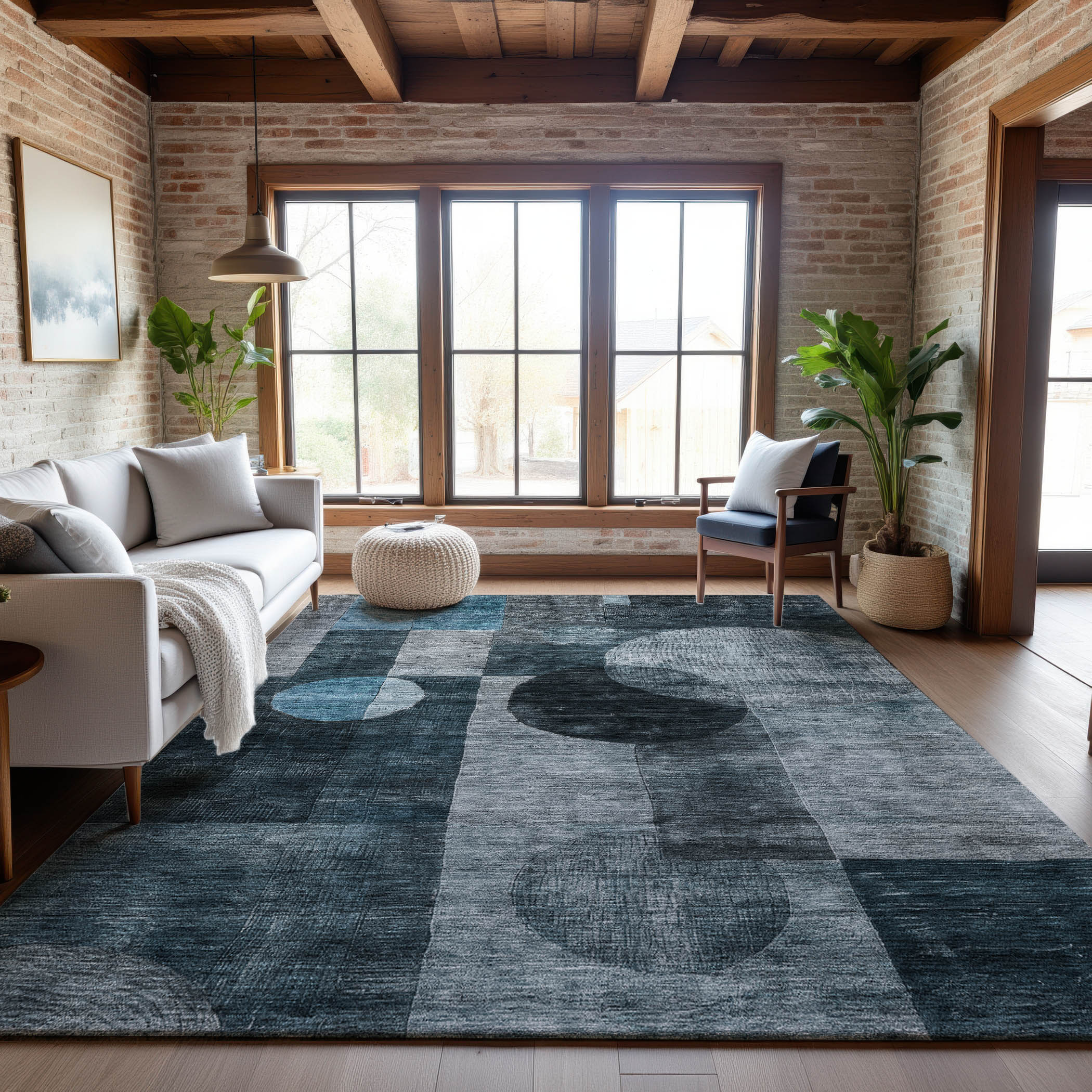 Lucerne Machine Washable Transitional Teal Rug 2'6" x 3'10" #shape_Rectangle