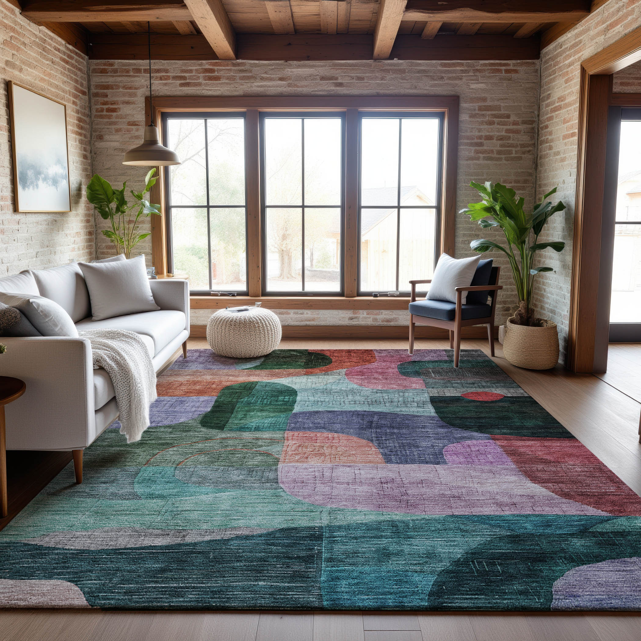 Nairobi Machine Washable Transitional Green Rug 2'6" x 3'10" #shape_Rectangle
