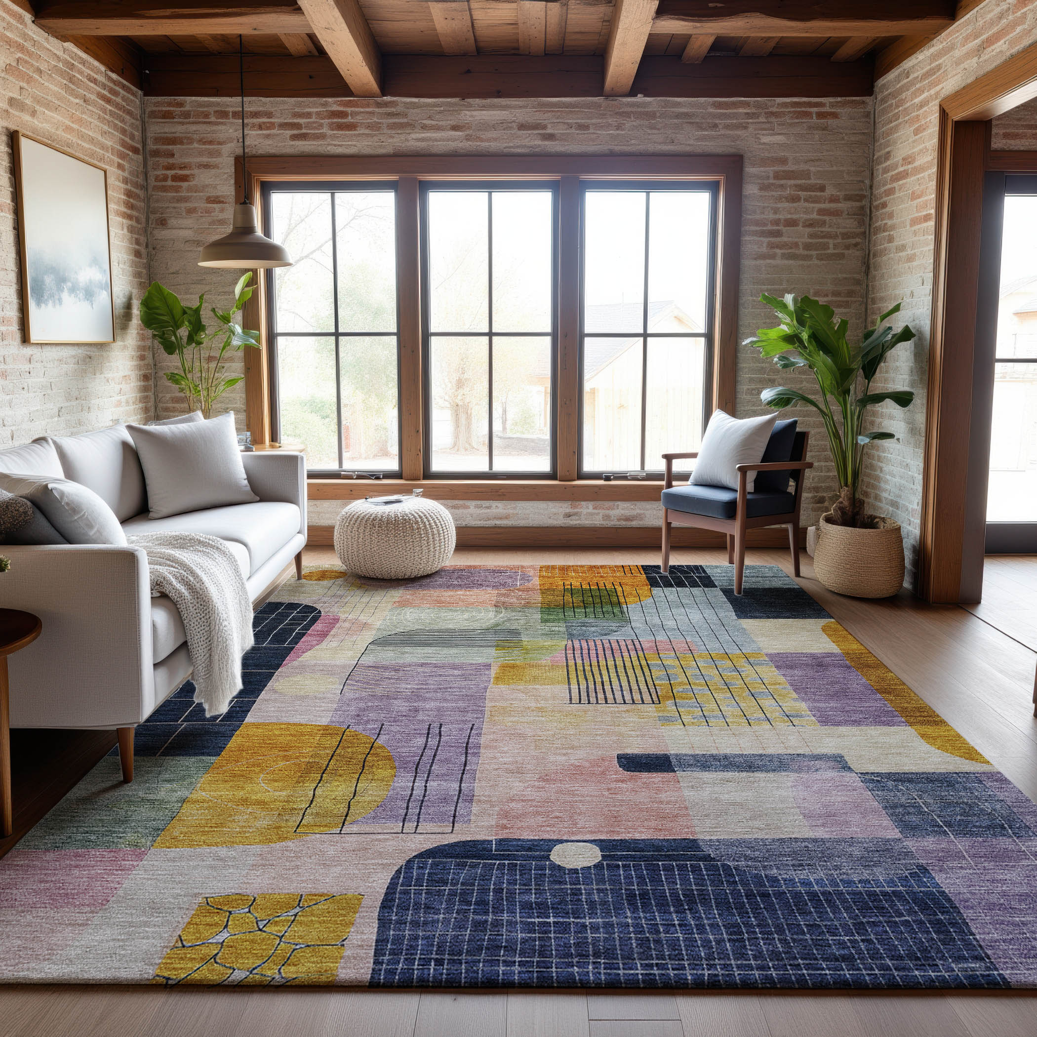 Santorini Machine Washable Transitional Plum Purple Rug 2'6" x 3'10" #shape_Rectangle