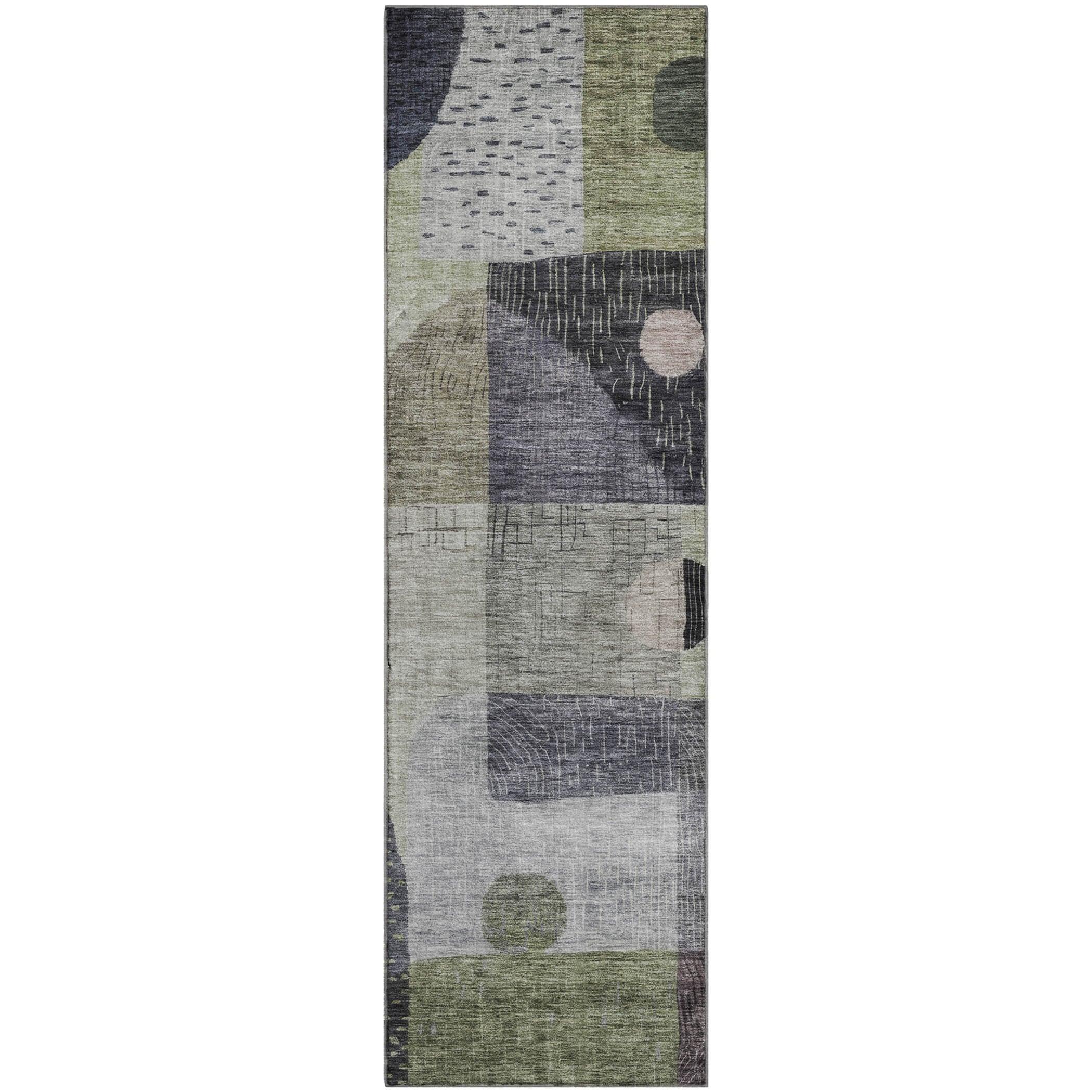 Sintra Machine Washable Transitional Aloe Green Rug 2'3" x 7'6" #shape_Runner