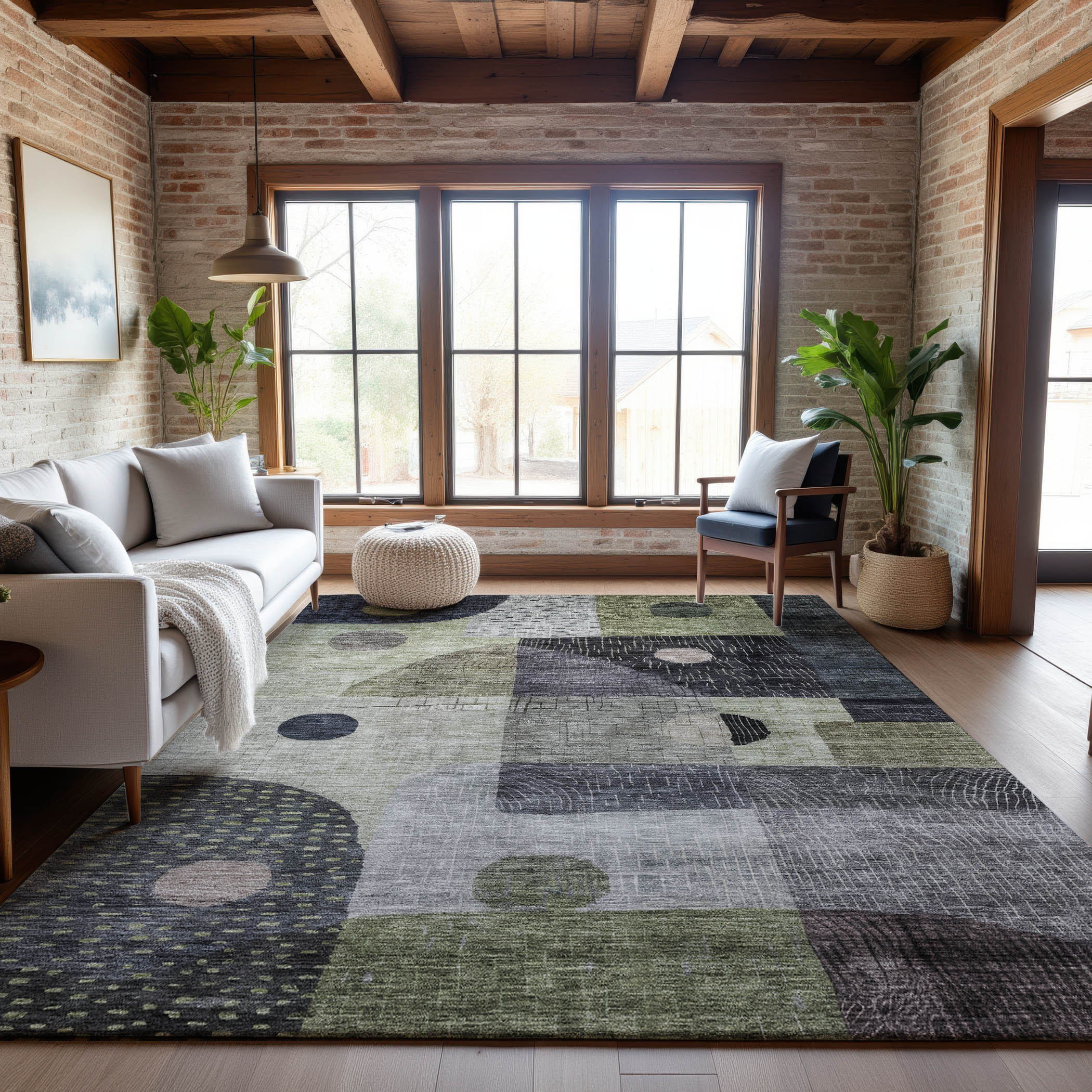 Sintra Machine Washable Transitional Aloe Green Rug 2'6" x 3'10" #shape_Rectangle