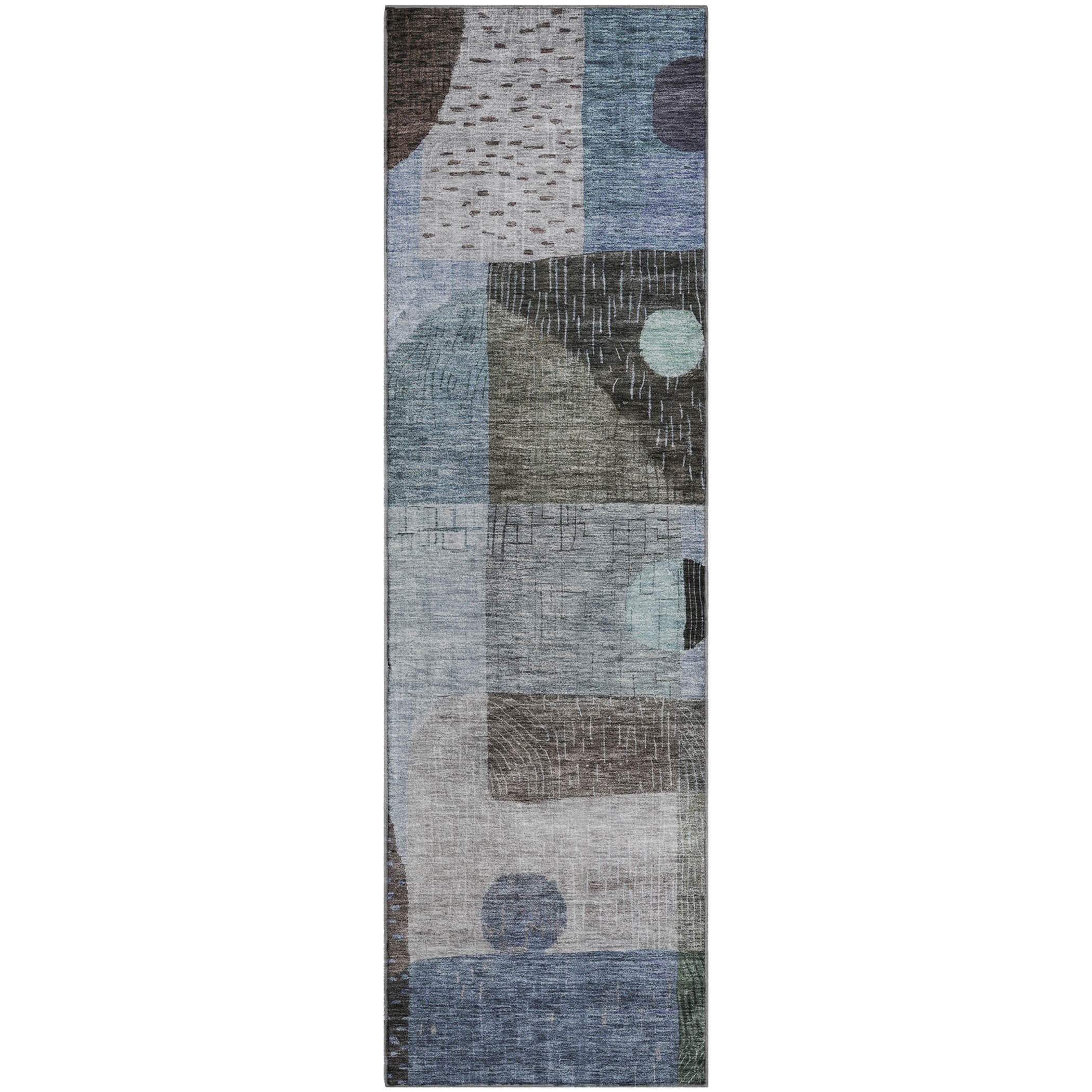 Sintra Machine Washable Transitional Blue Rug 2'3" x 7'6" #shape_Runner