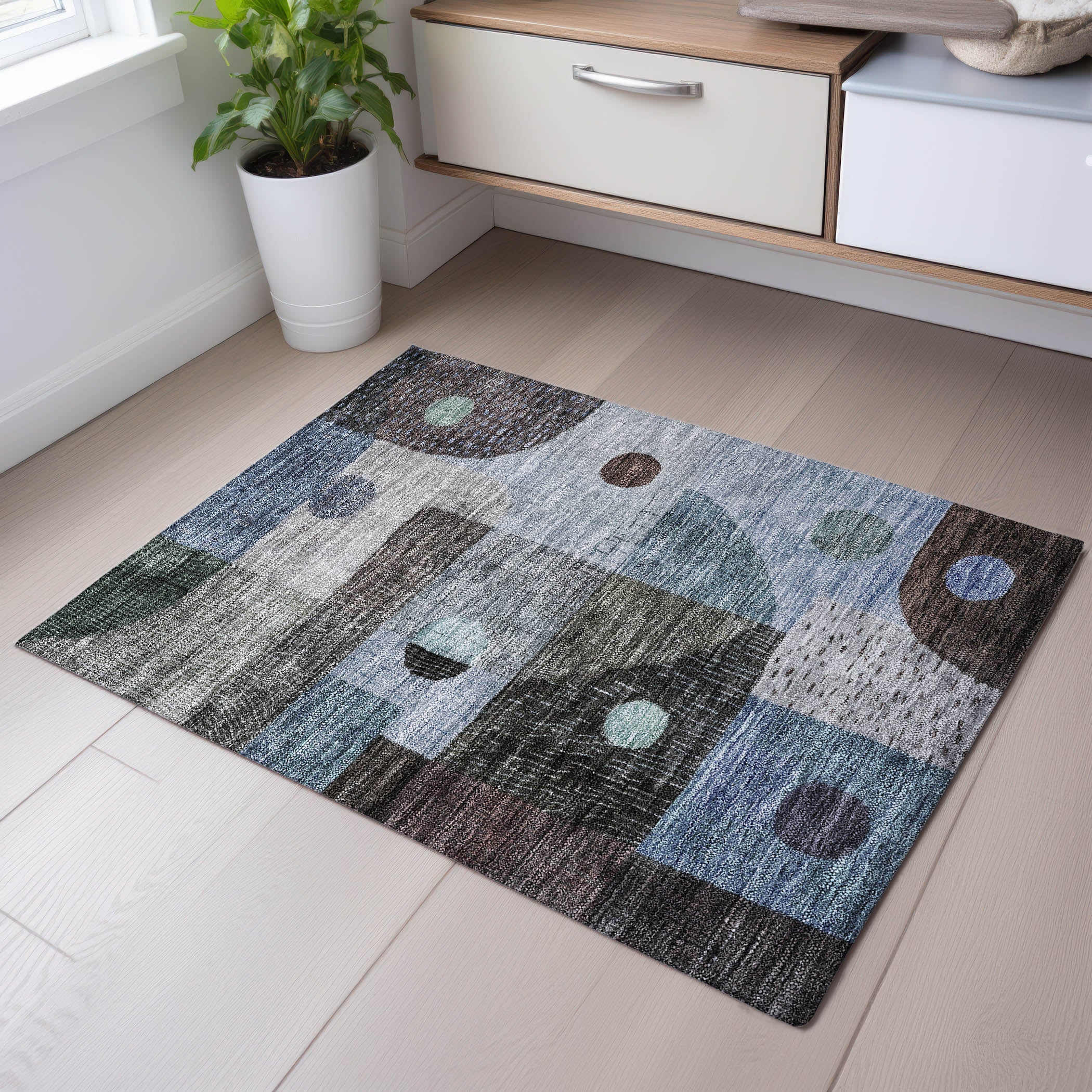 Sintra Machine Washable Transitional Blue Rug 1'8" x 2'6" #shape_Rectangle