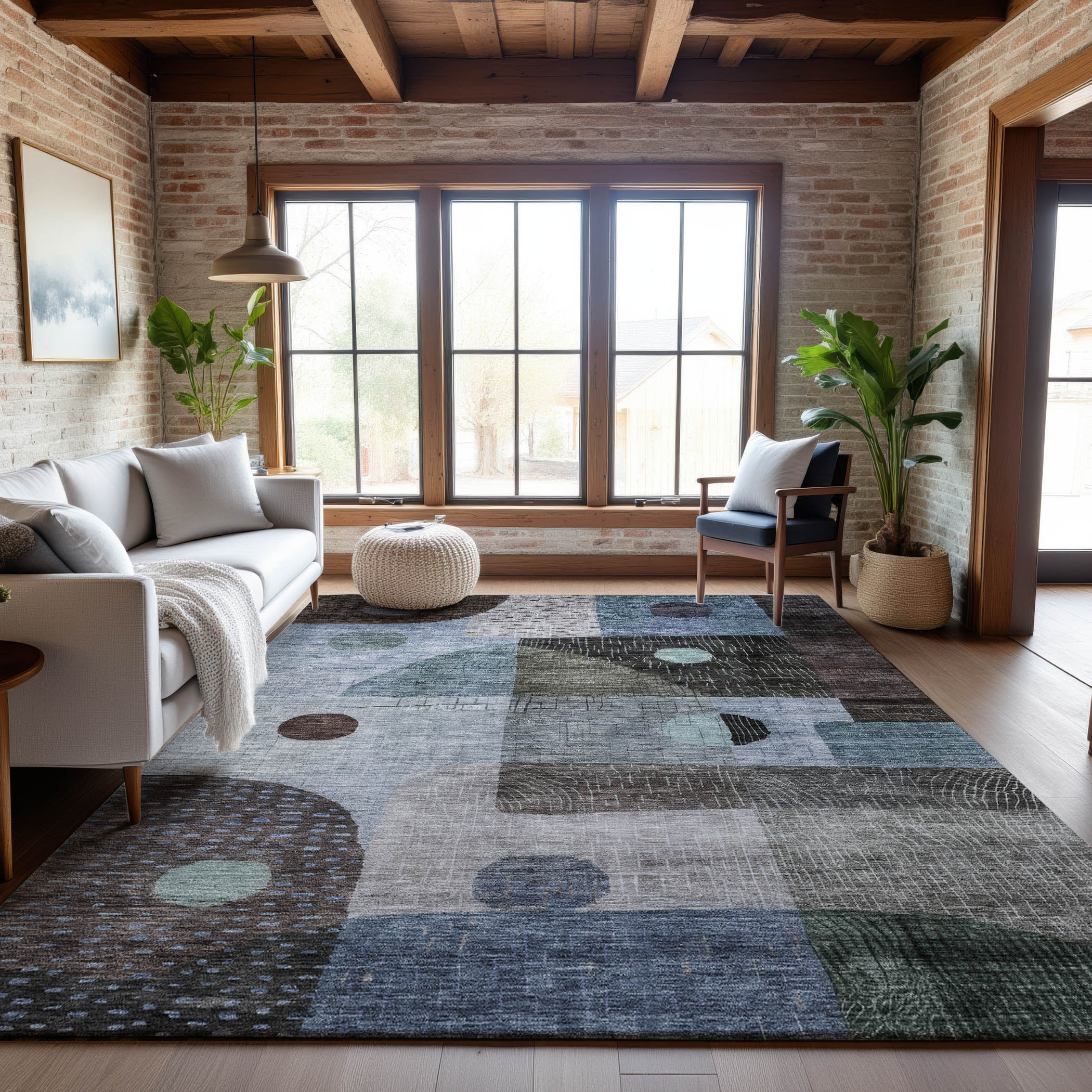 Sintra Machine Washable Transitional Blue Rug 2'6" x 3'10" #shape_Rectangle