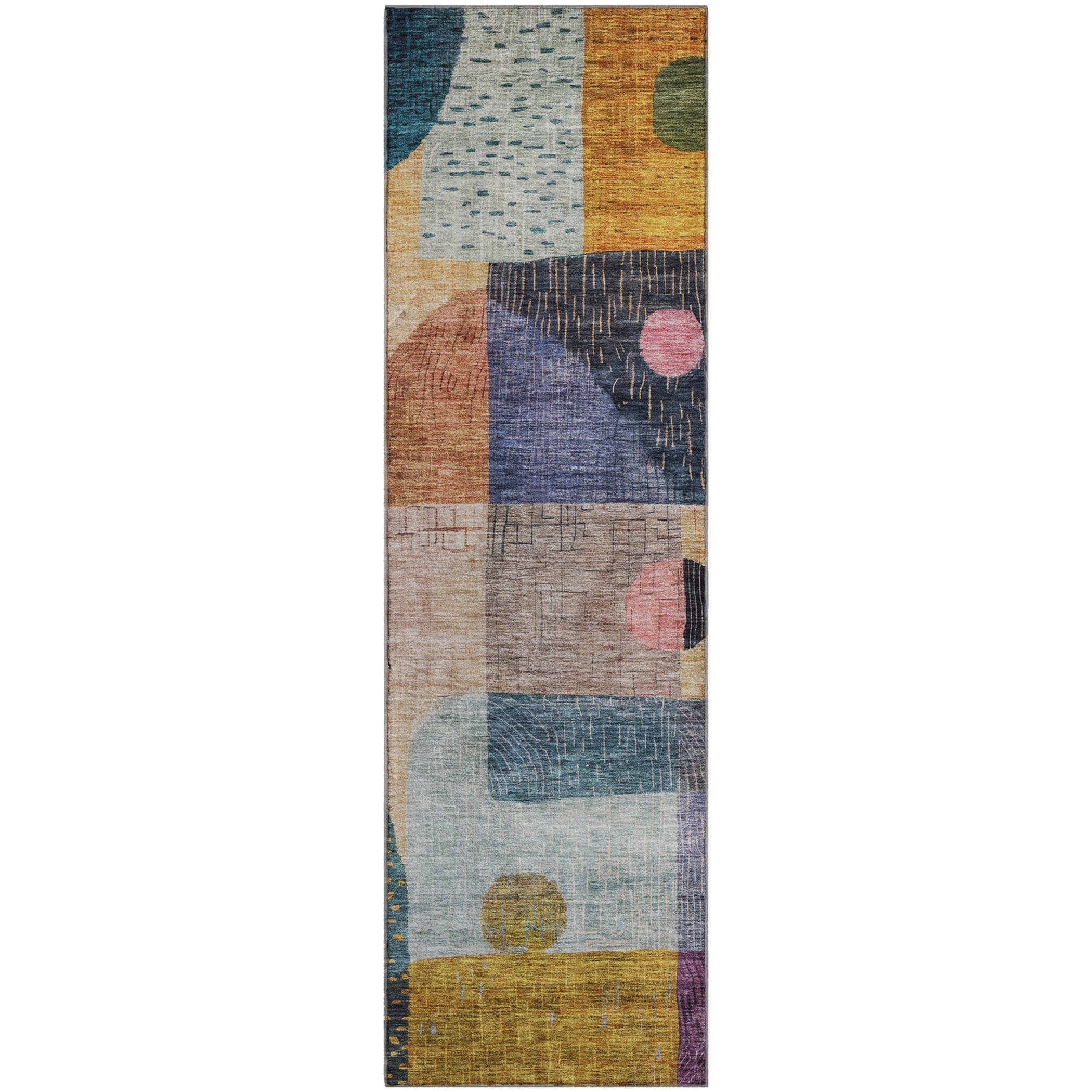 Sintra Machine Washable Transitional Green Rug 2'3" x 7'6" #shape_Runner