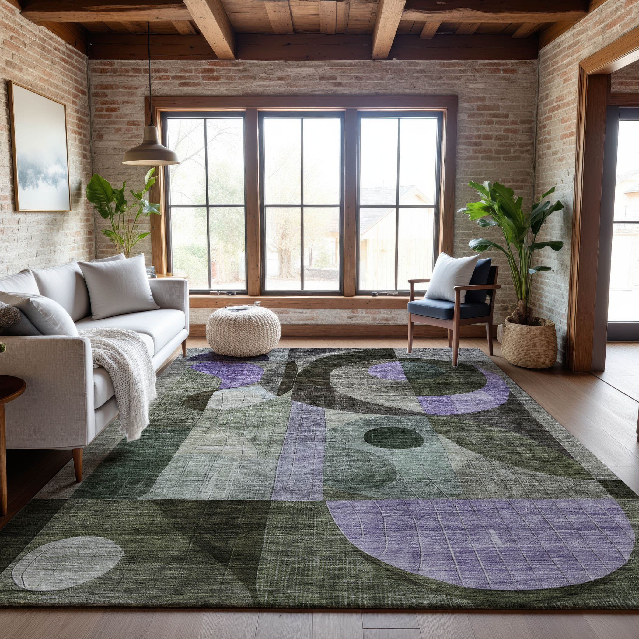 Sintra Machine Washable Transitional Olive Green Rug 2'6" x 3'10" #shape_Rectangle