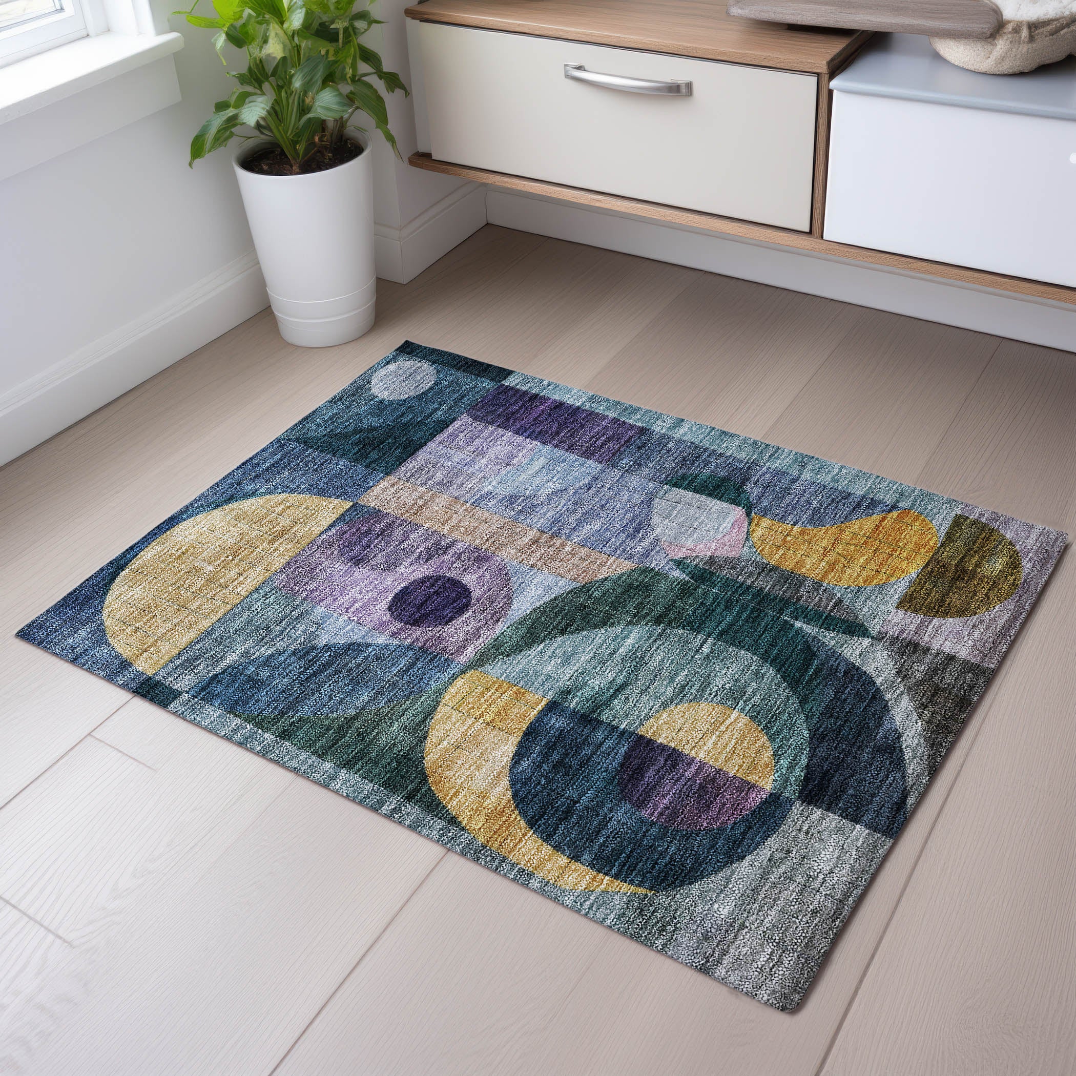 Montevideo Machine Washable Transitional Blue Rug 1'8" x 2'6" #shape_Rectangle