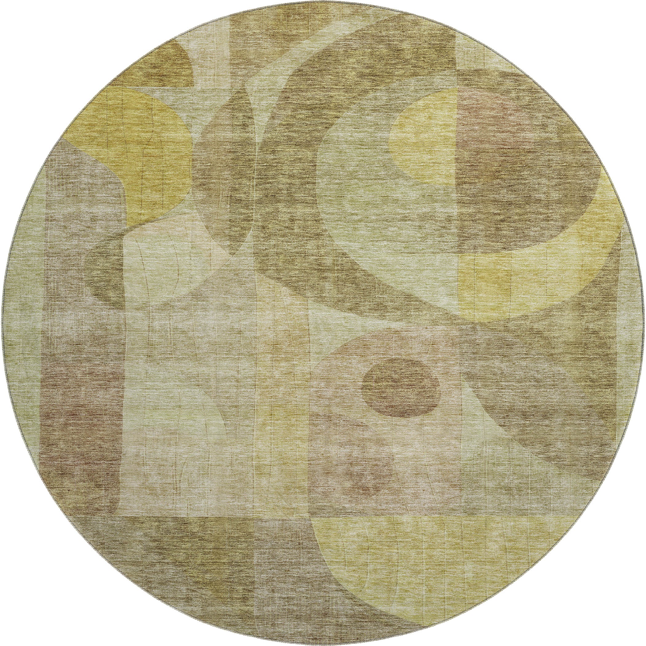 Montevideo Machine Washable Transitional Wheat Gold Rug 8' x 8' #shape_Round