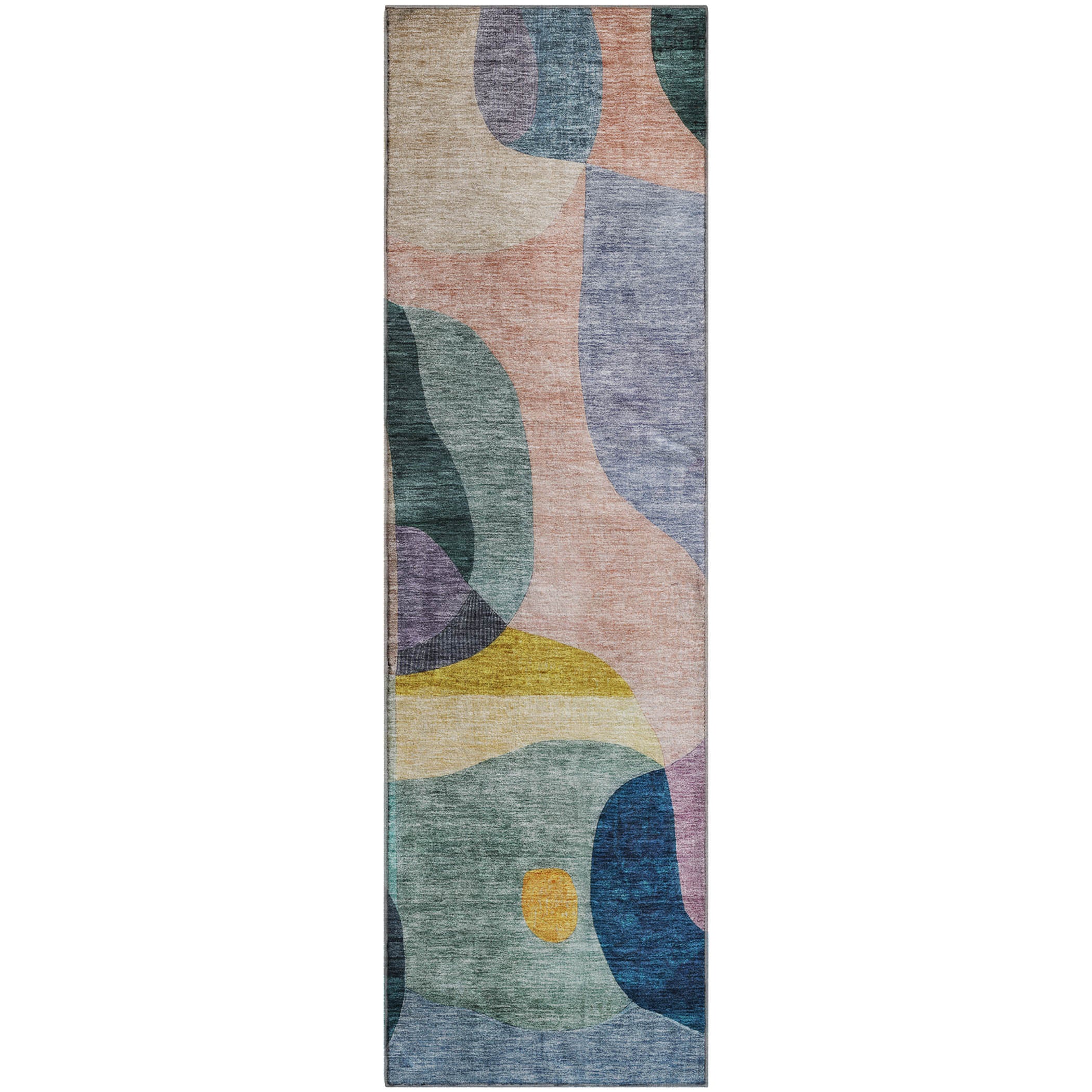 Seoul Machine Washable Transitional Green Rug 2'3" x 7'6" #shape_Runner