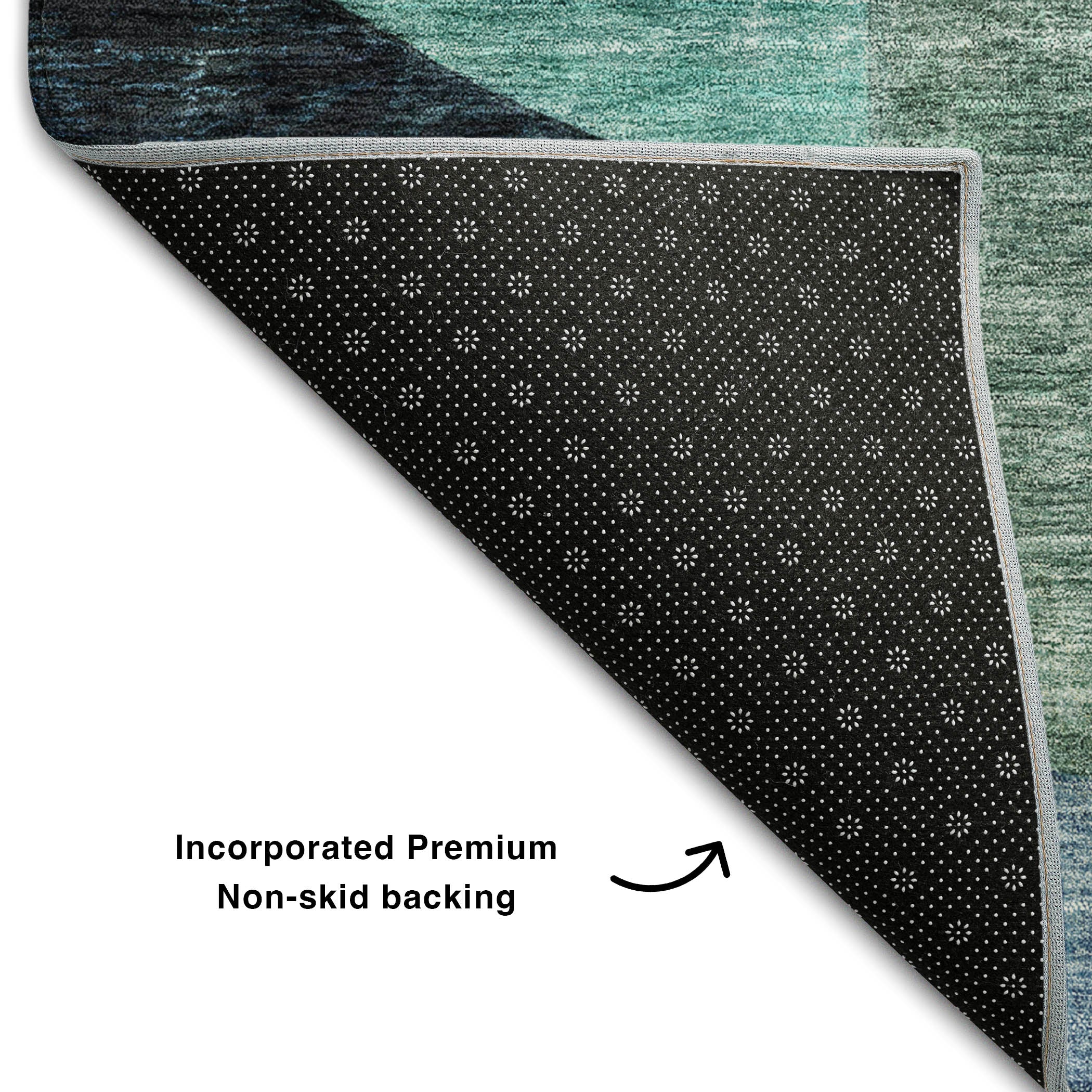 Seoul Machine Washable Transitional Green Rug 1'8" x 2'6" #shape_Rectangle