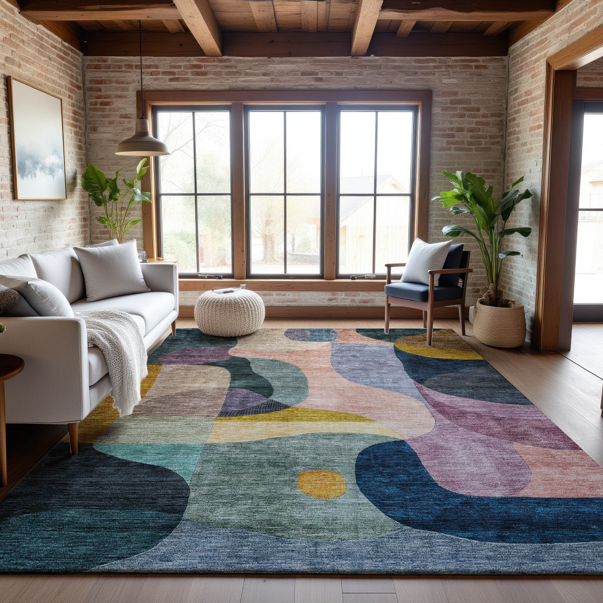 Seoul Machine Washable Transitional Green Rug 2'6" x 3'10" #shape_Rectangle