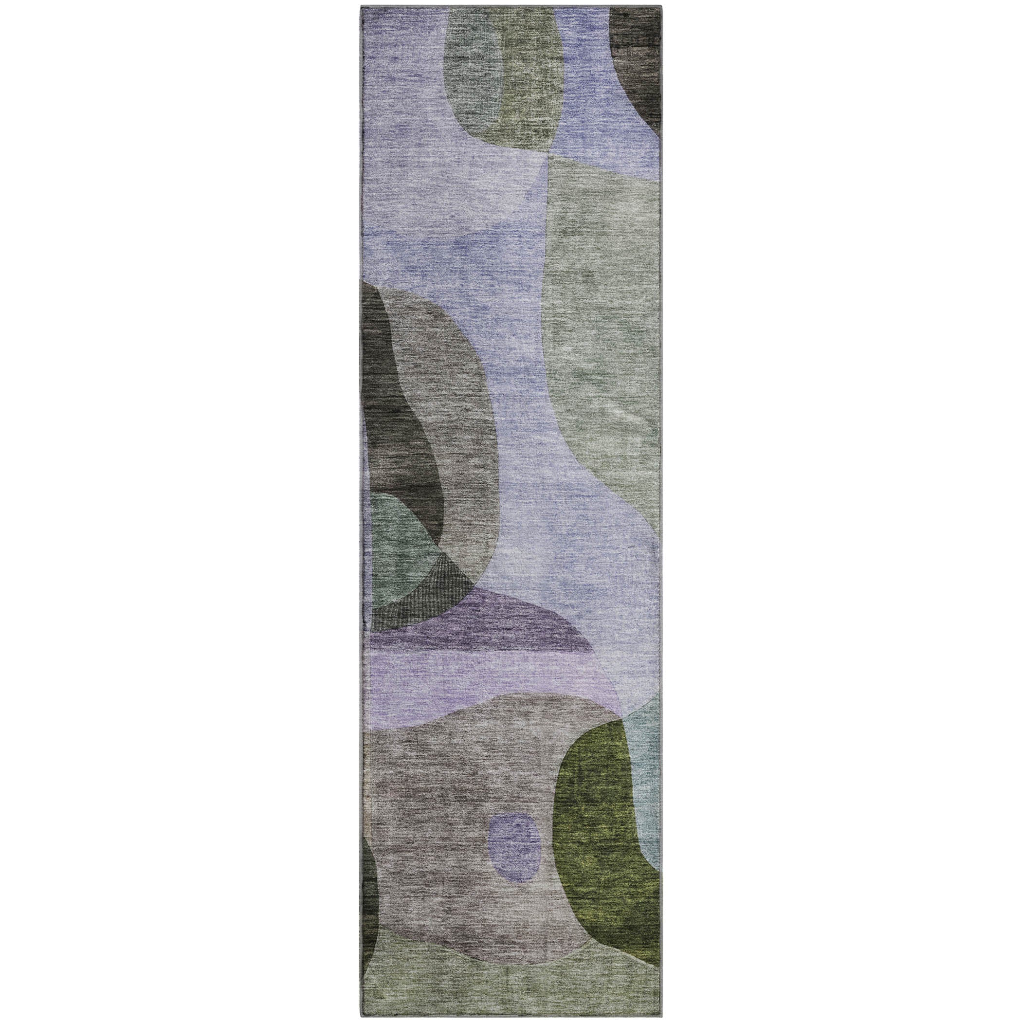 Seoul Machine Washable Transitional Olive Green Rug 2'3" x 7'6" #shape_Runner