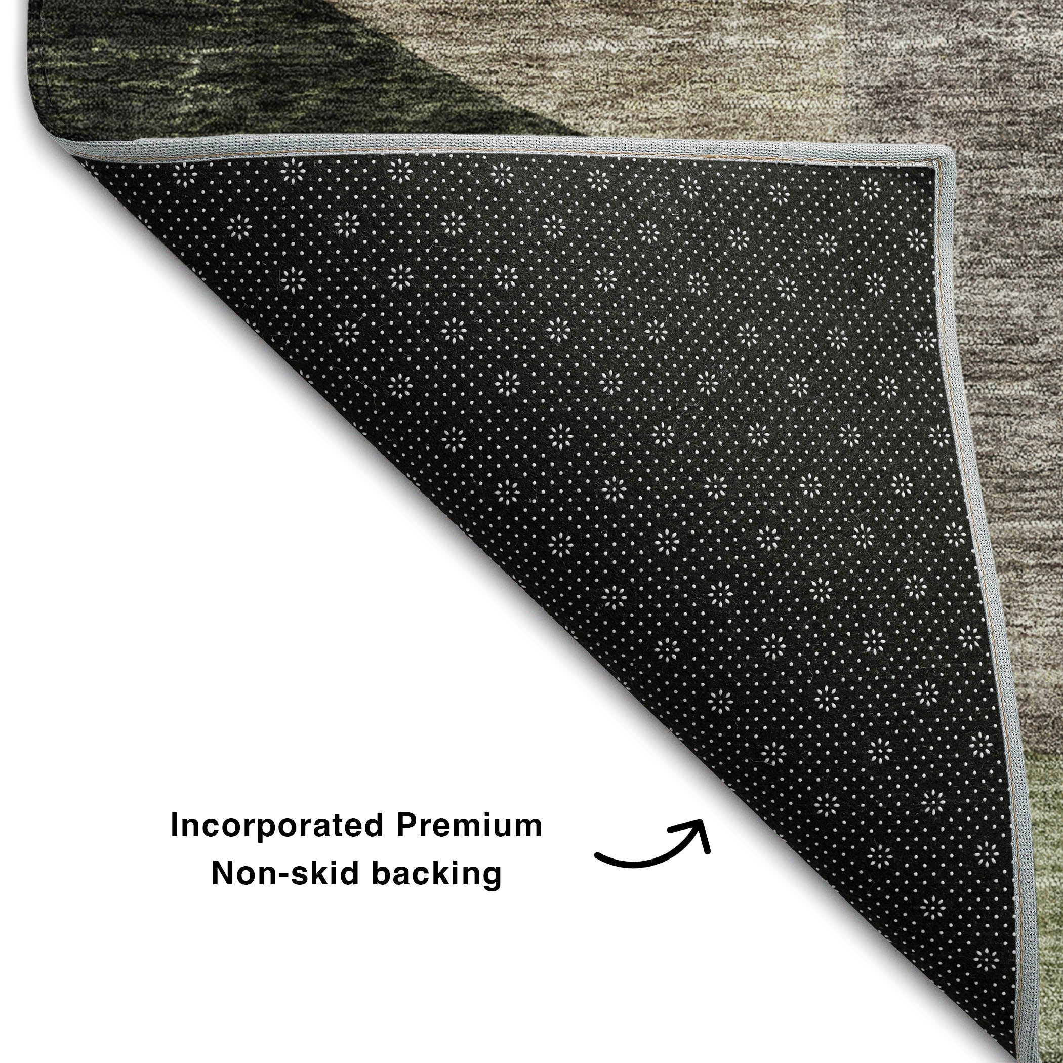 Seoul Machine Washable Transitional Olive Green Rug 1'8" x 2'6" #shape_Rectangle