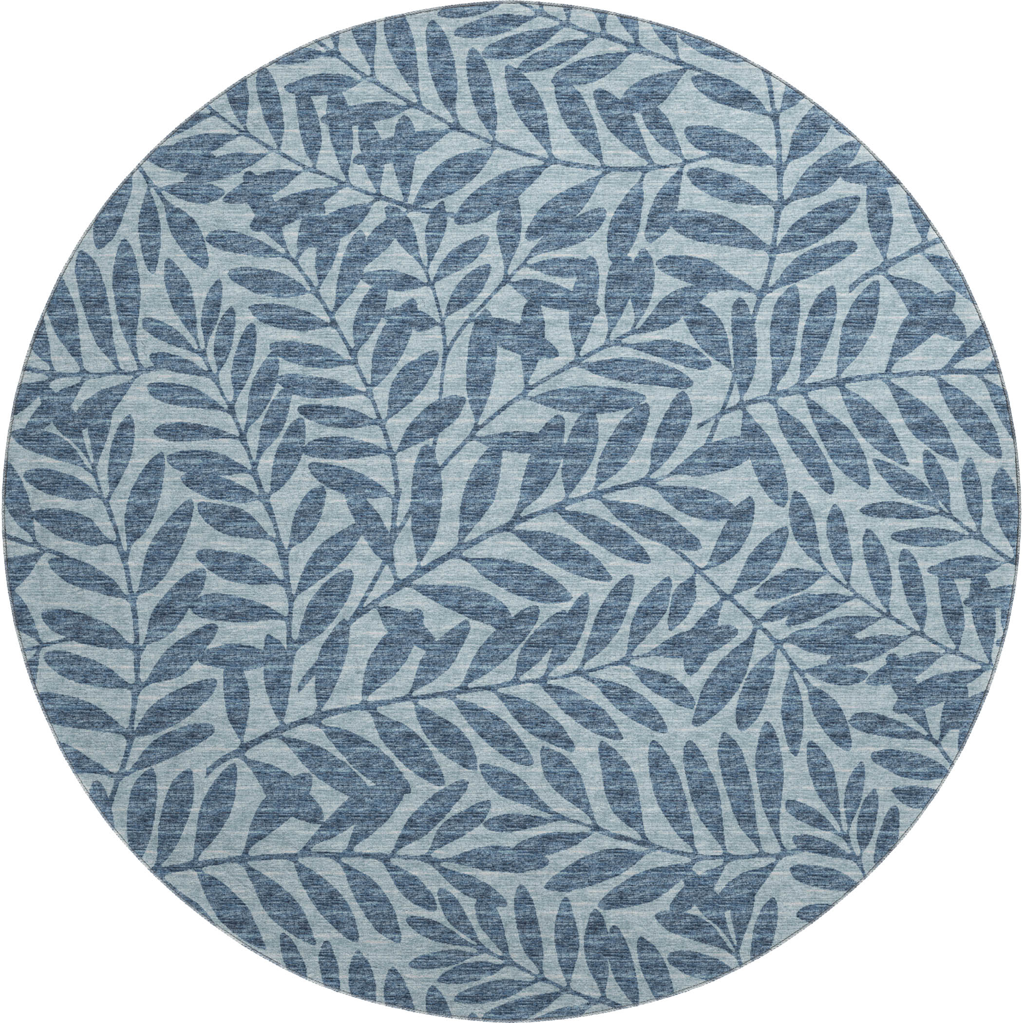 Hoi An Machine Washable Transitional Blue Rug 8' x 8' #shape_Round