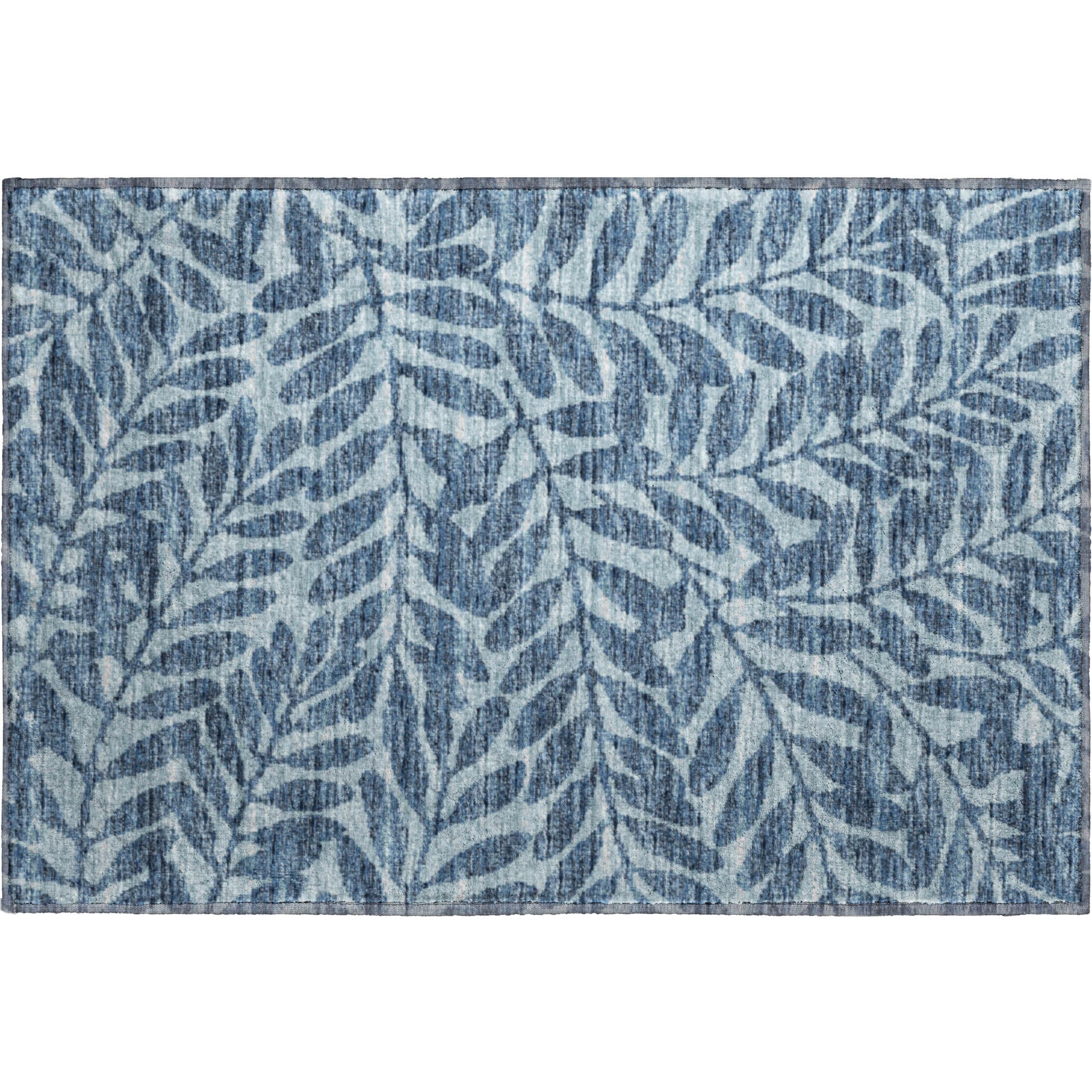 Hoi An Machine Washable Transitional Blue Rug 1'8" x 2'6" #shape_Rectangle