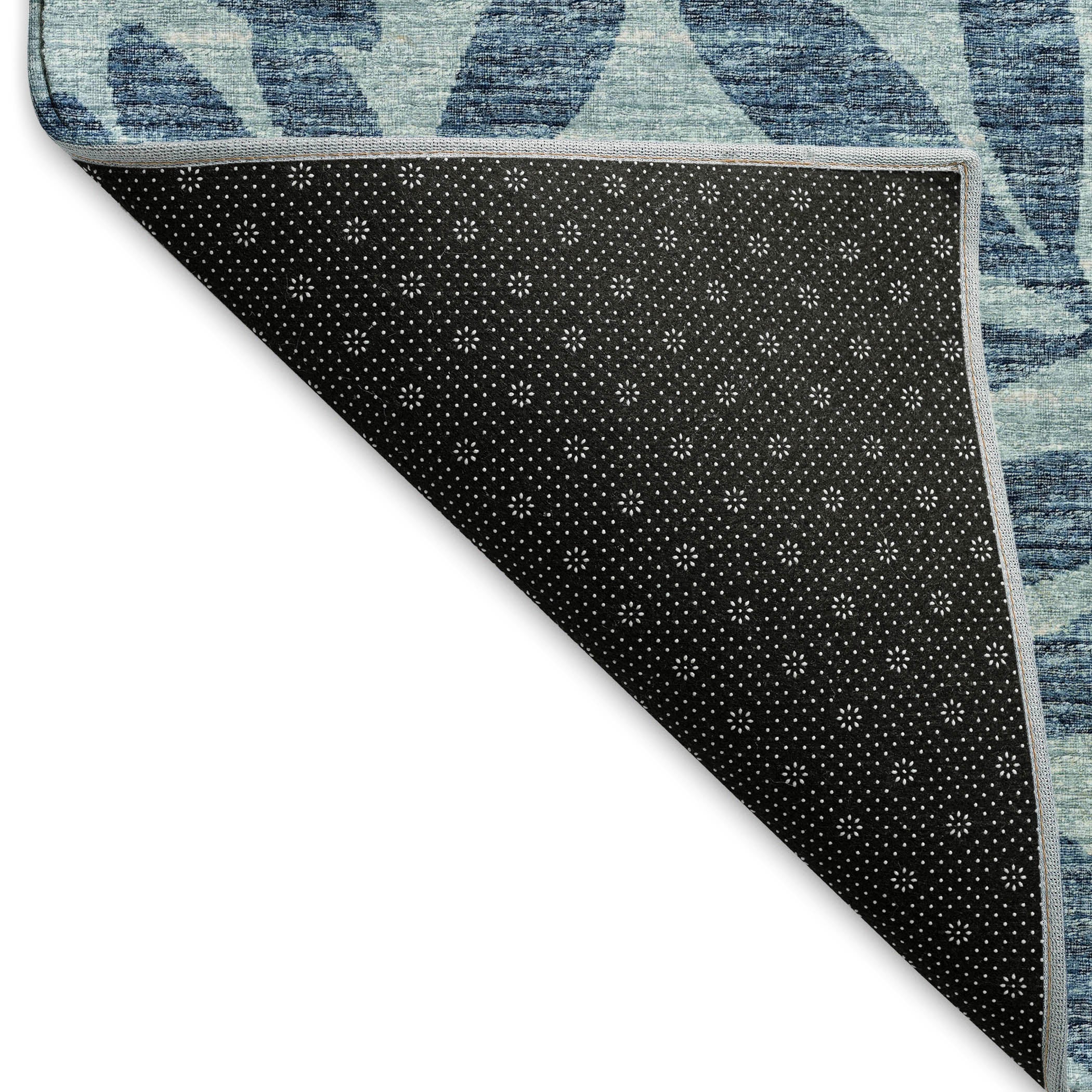 Hoi An Machine Washable Transitional Blue Rug 1'8" x 2'6" #shape_Rectangle
