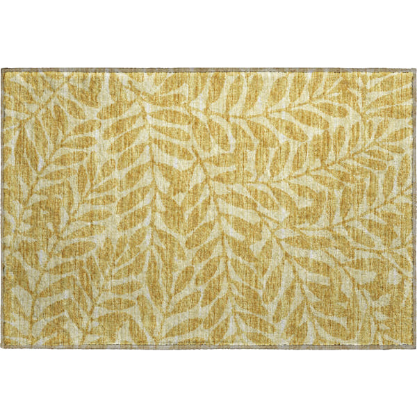 Hoi An Machine Washable Transitional Gilded Yellow Rug 1'8" x 2'6"