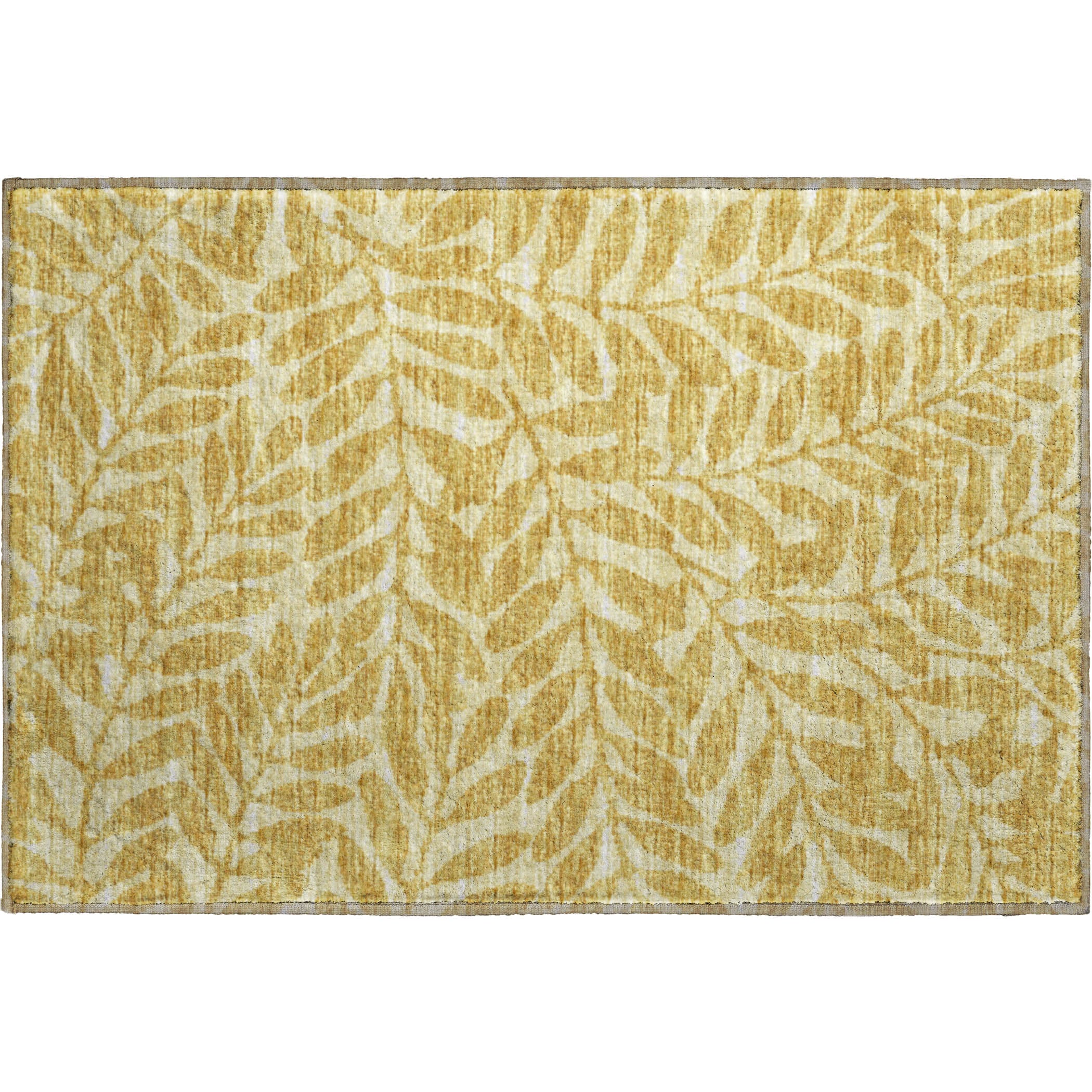 Hoi An Machine Washable Transitional Gilded Yellow Rug 1'8" x 2'6" #shape_Rectangle