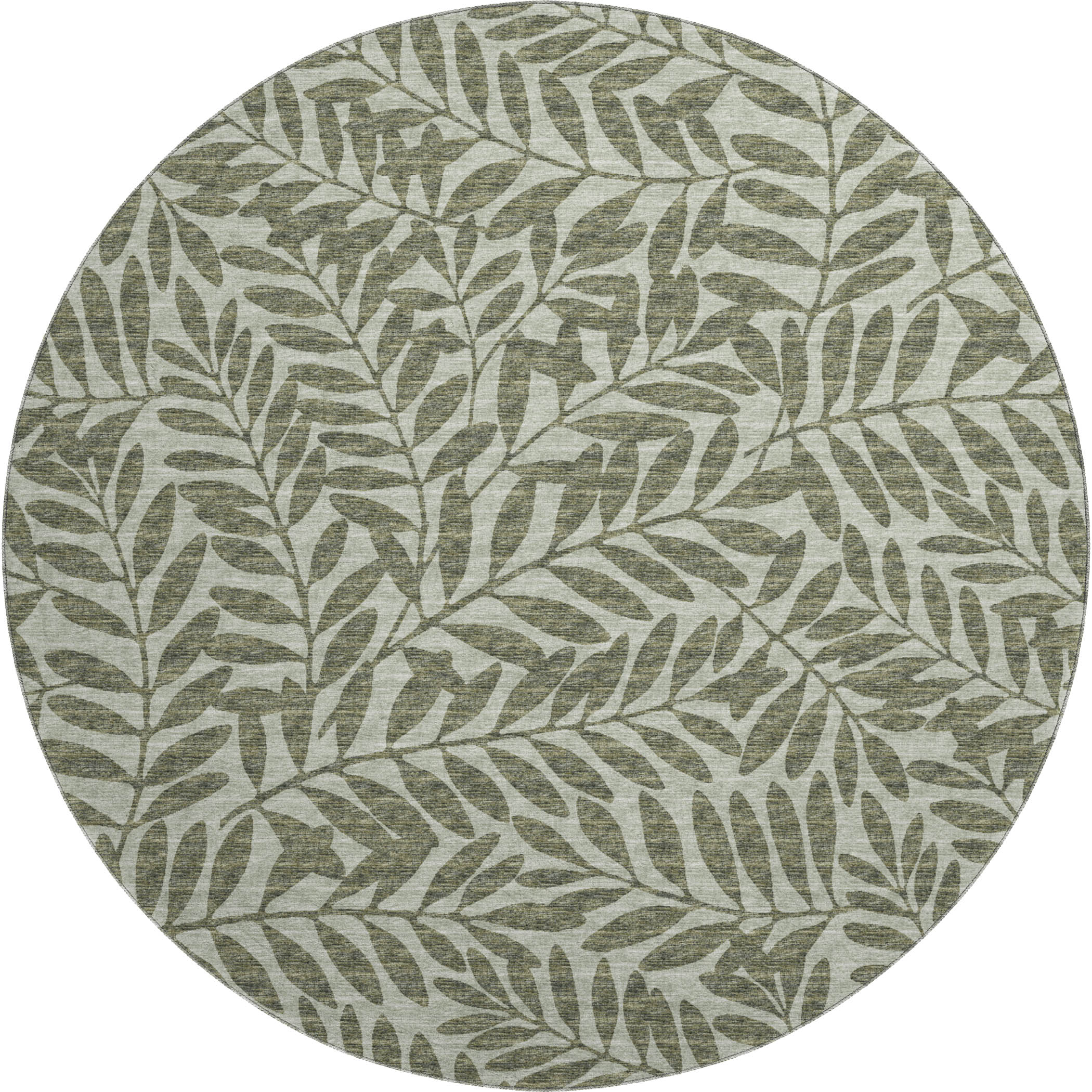 Hoi An Machine Washable Transitional Green Rug 8' x 8' #shape_Round