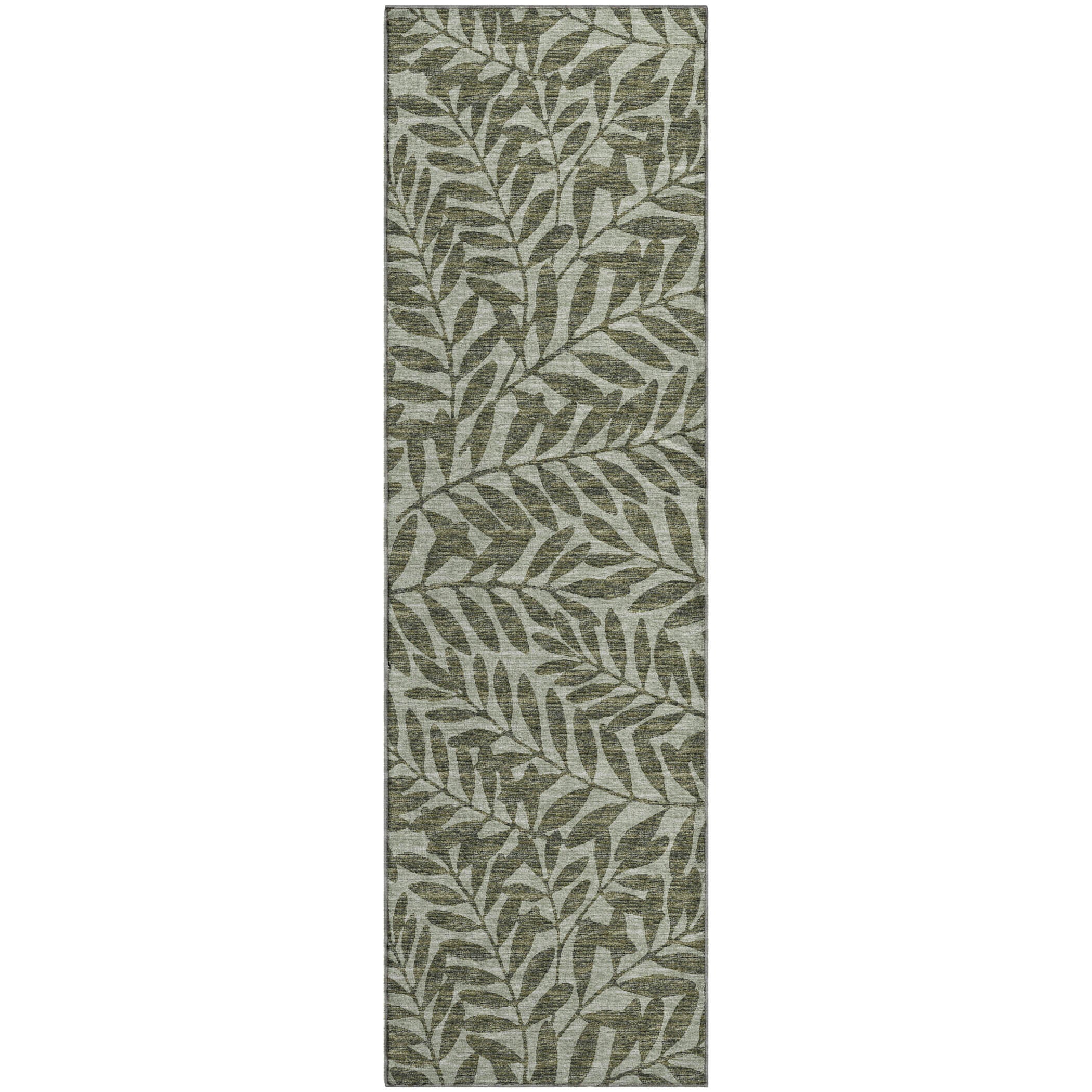Hoi An Machine Washable Transitional Green Rug 2'3" x 7'6" #shape_Runner