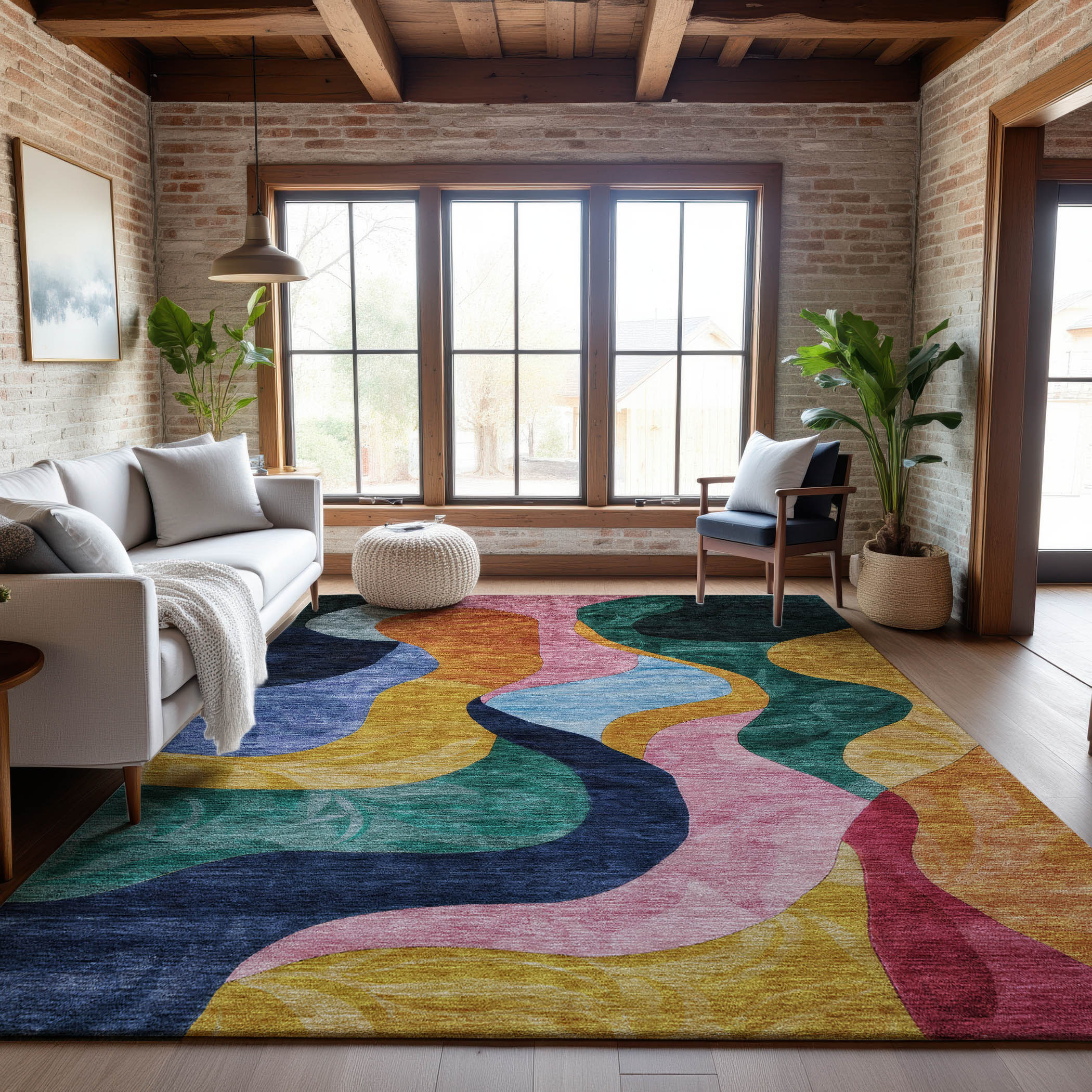 Rome Machine Washable Transitional Green Rug 2'6" x 3'10" #shape_Rectangle