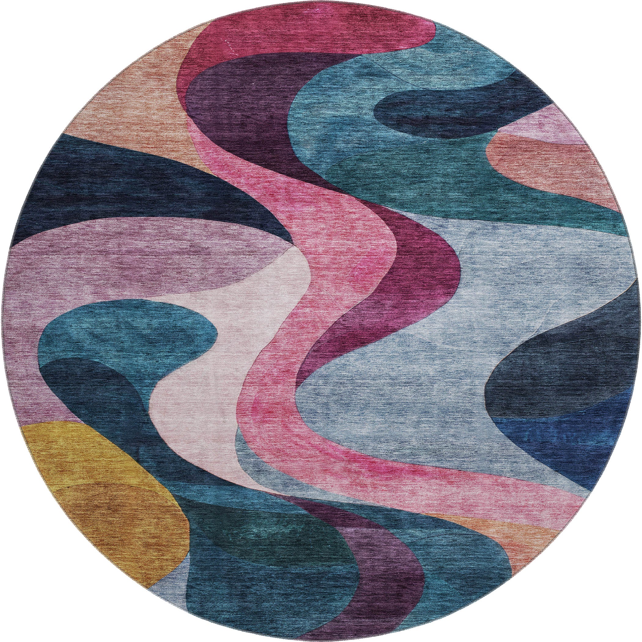 Tallinn Machine Washable Transitional Green Rug 8' x 8' #shape_Round
