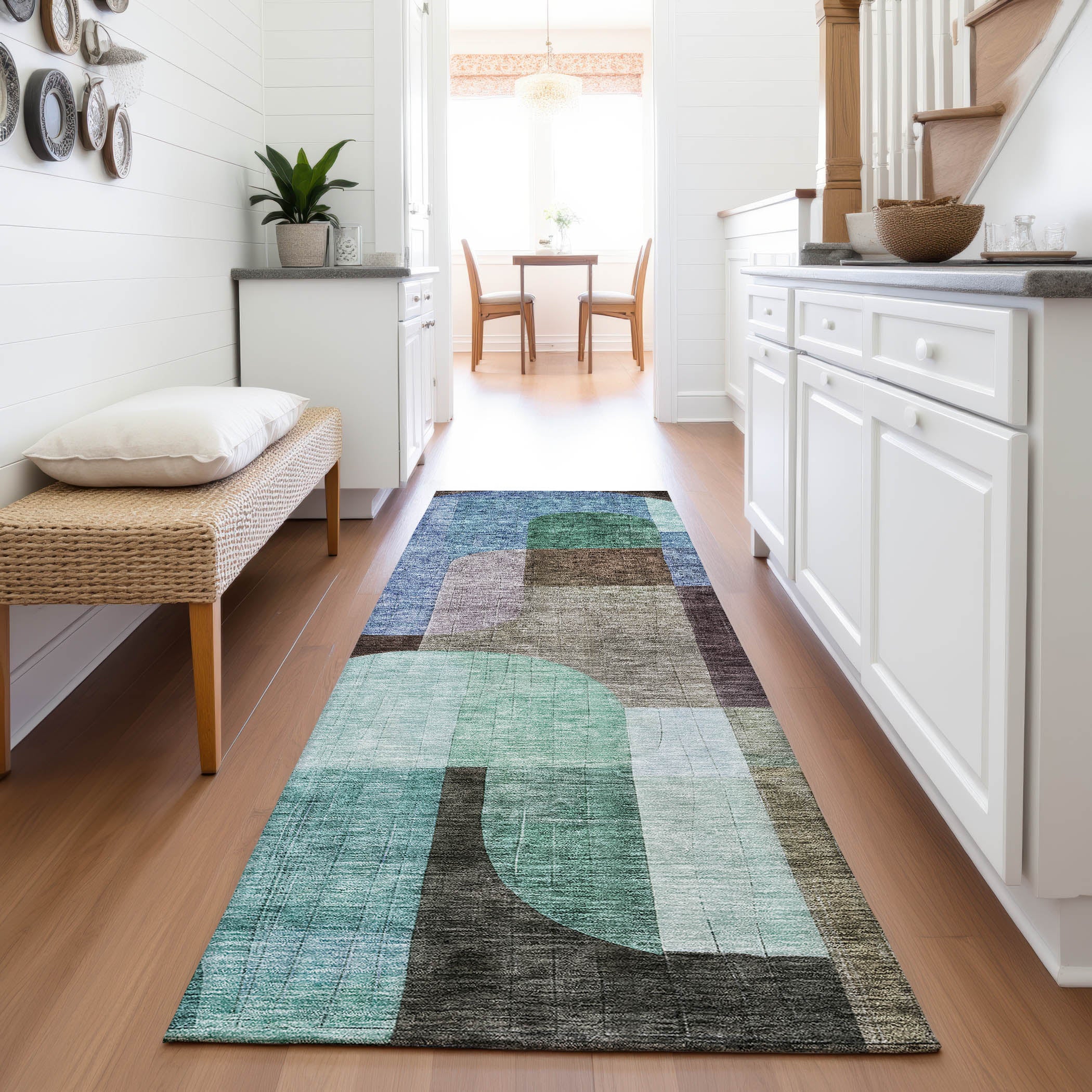 Colombo Machine Washable Transitional Brown Rug 2'3" x 7'6" #shape_Runner