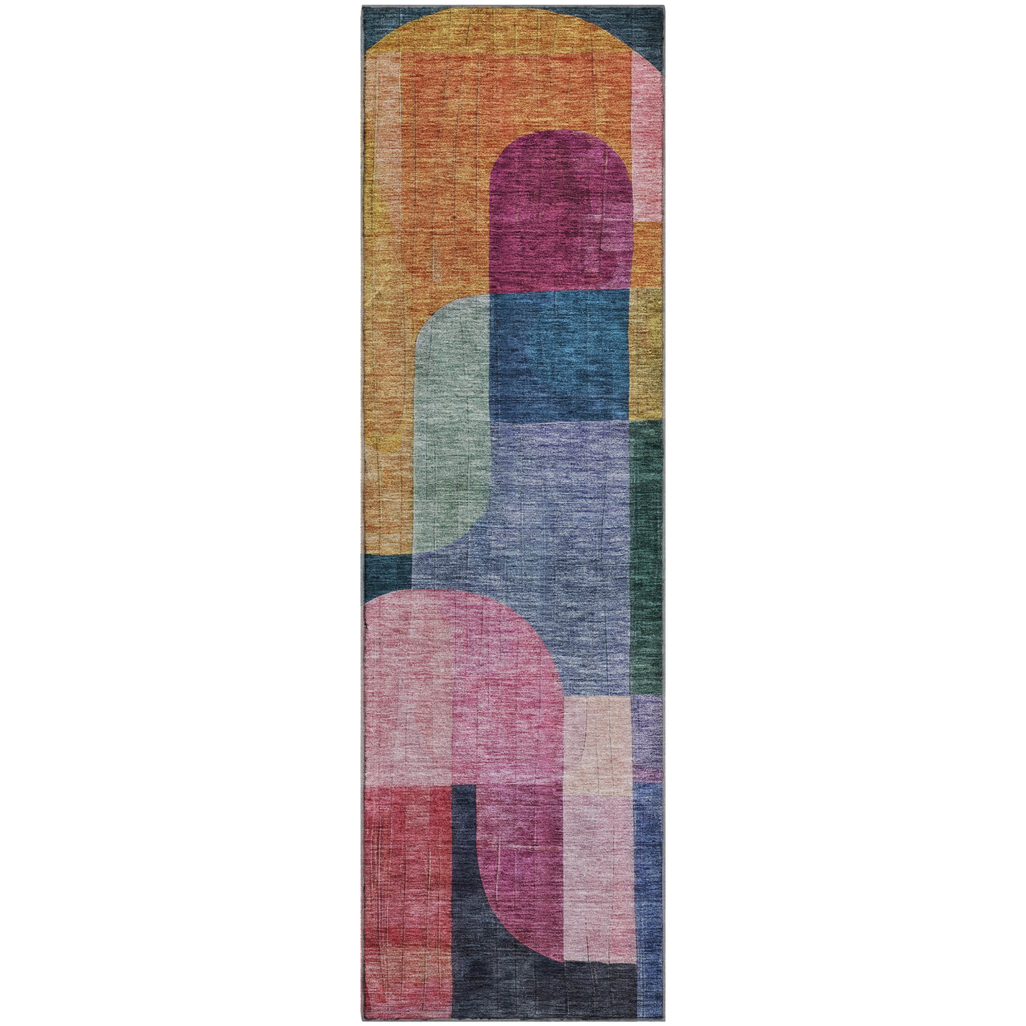 Colombo Machine Washable Transitional Green Rug 2'3" x 7'6" #shape_Runner