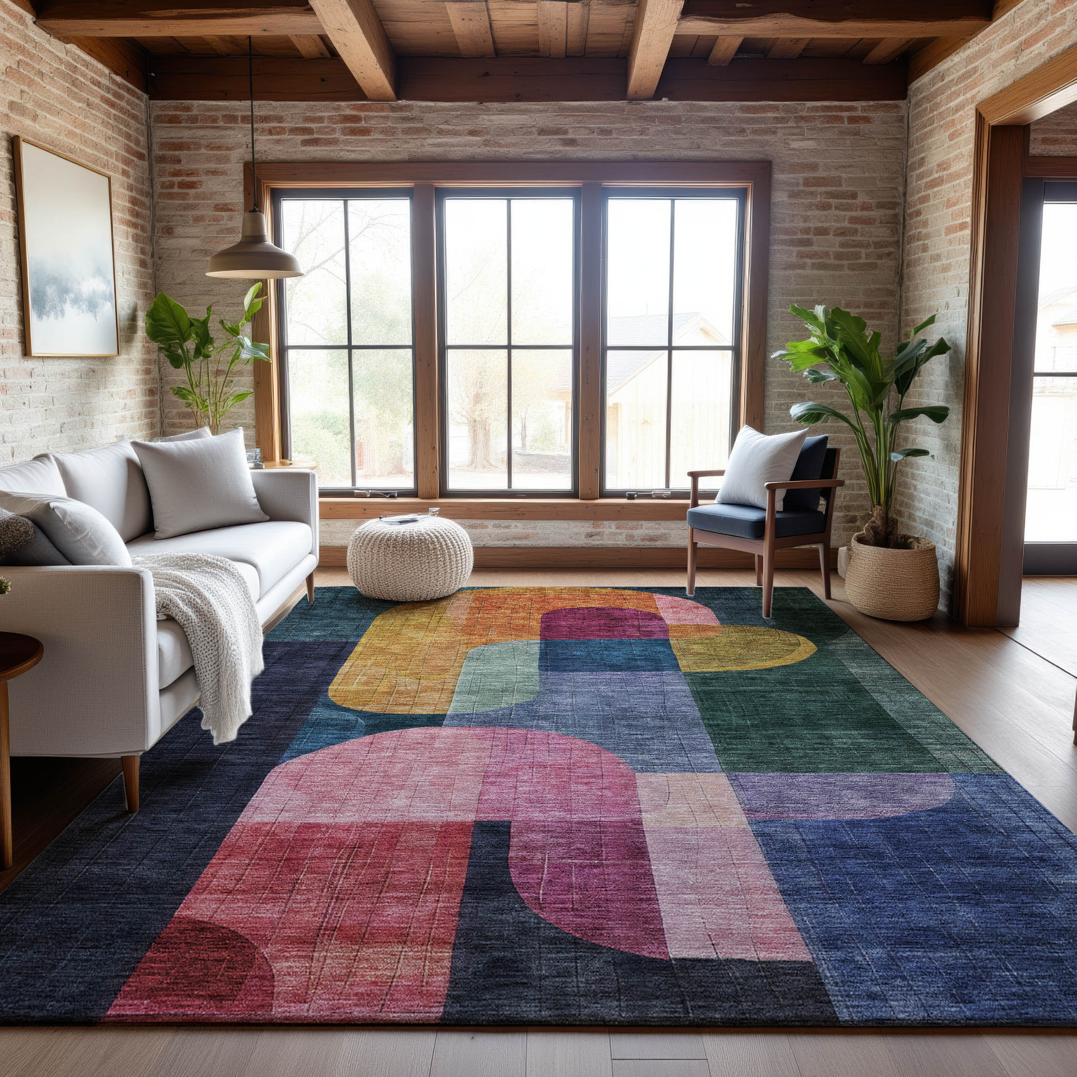 Colombo Machine Washable Transitional Green Rug 2'6" x 3'10" #shape_Rectangle
