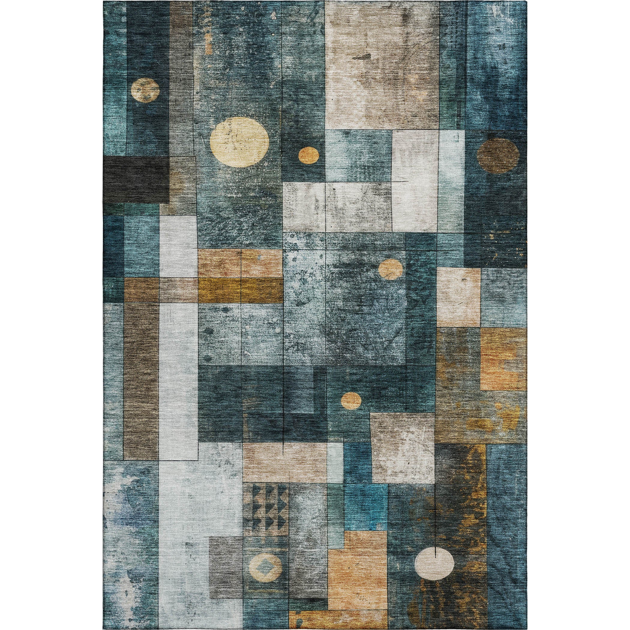 Bern Machine Washable Transitional Teal Rug 2'6" x 3'10" #shape_Rectangle
