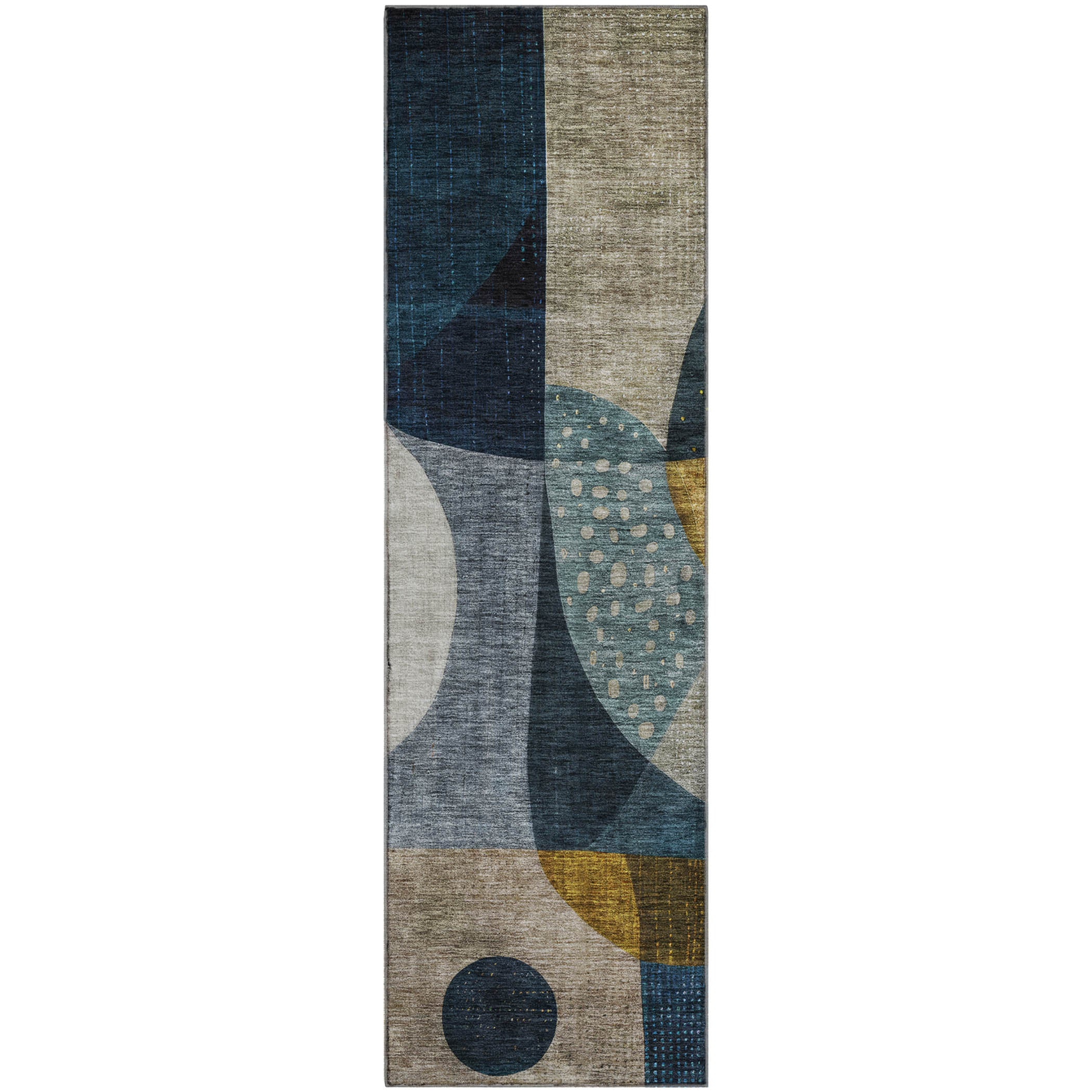 Mostar Machine Washable Transitional Blue Rug 2'3" x 7'6" #shape_Runner