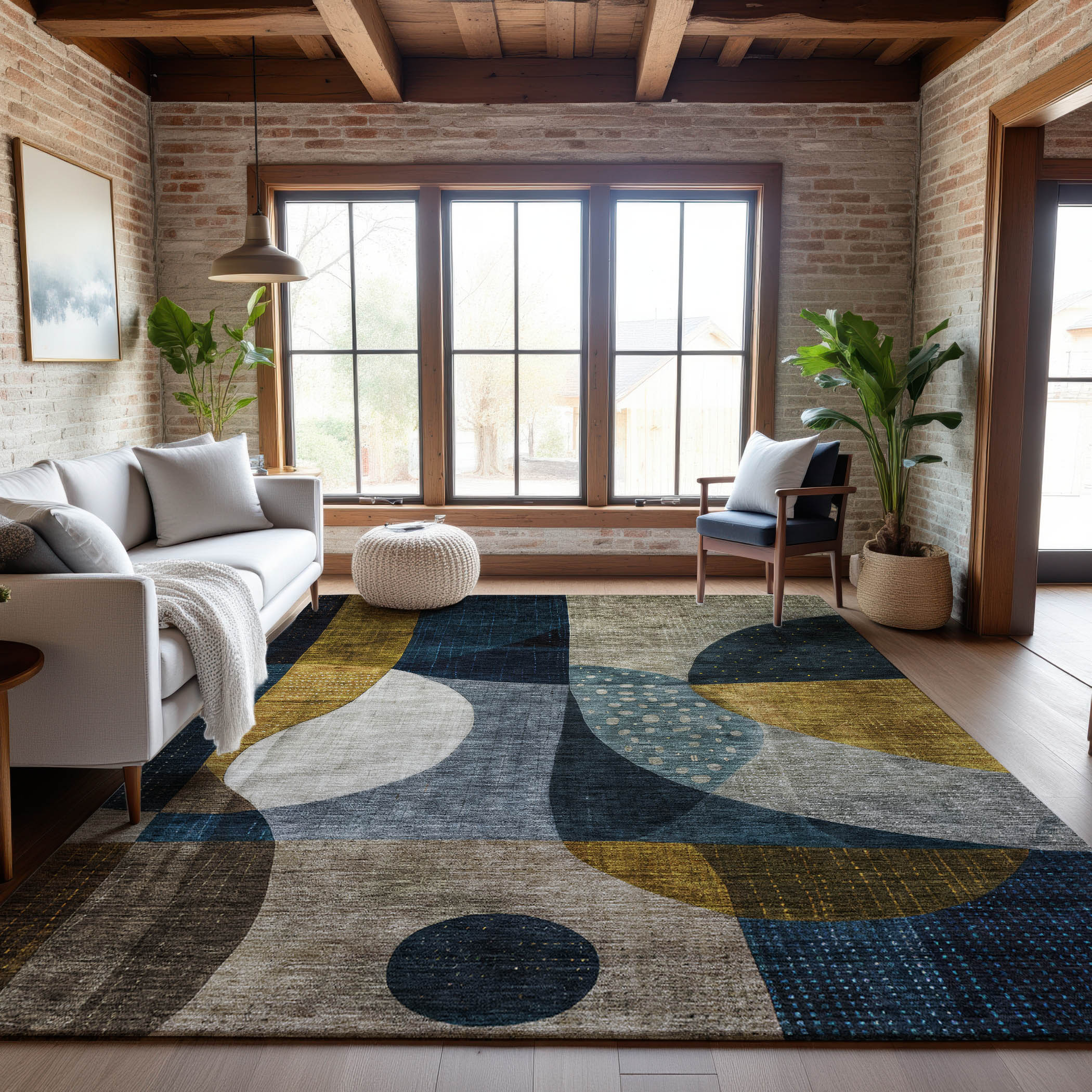 Mostar Machine Washable Transitional Blue Rug 2'6" x 3'10" #shape_Rectangle