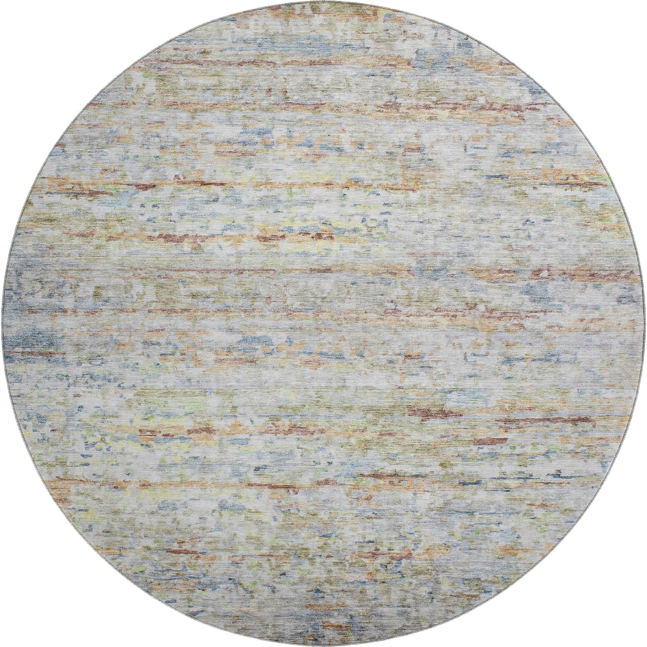 Hoi An Machine Washable Transitional Copper Orange Rug 8' x 8' #shape_Round