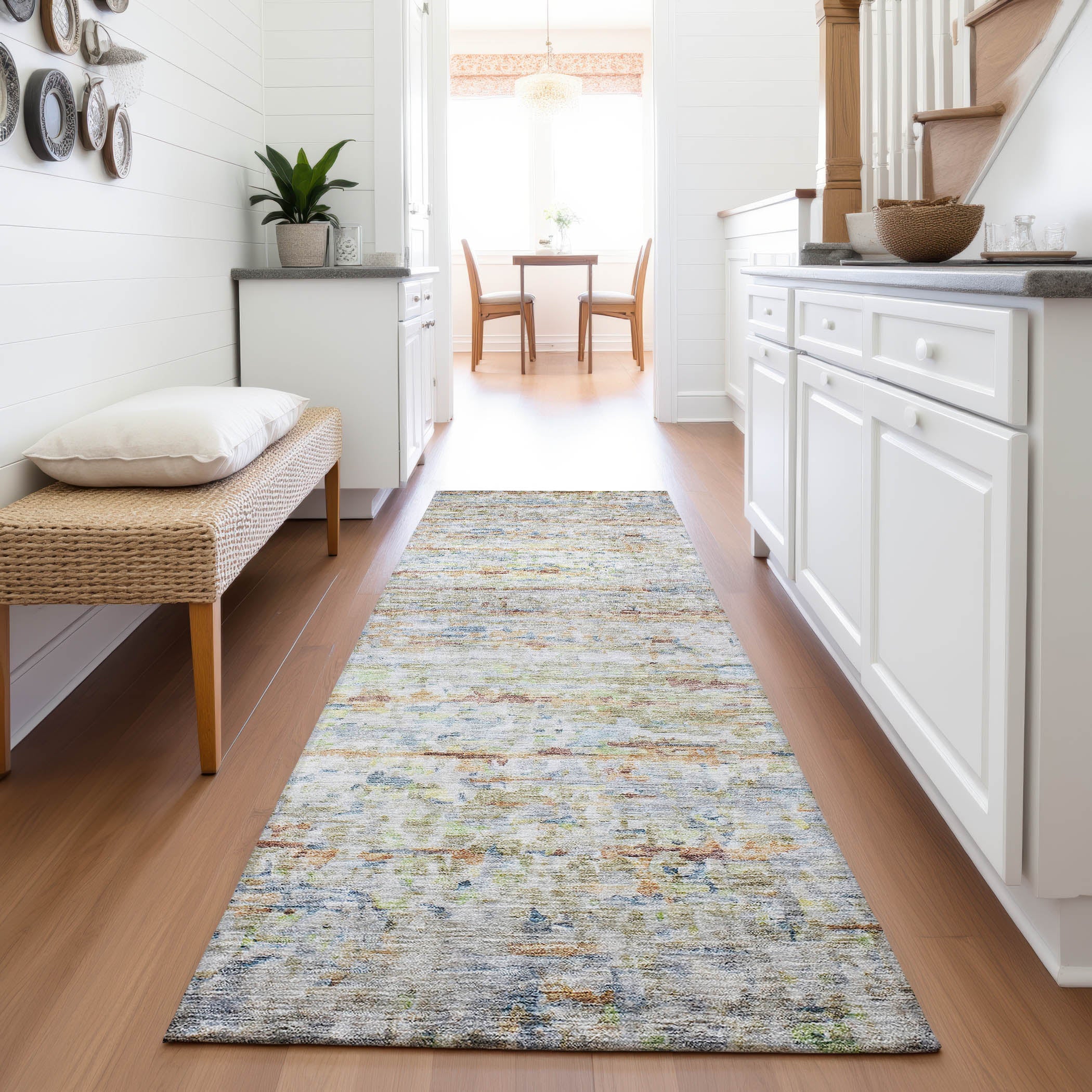 Hoi An Machine Washable Transitional Copper Orange Rug 2'3" x 7'6" #shape_Runner