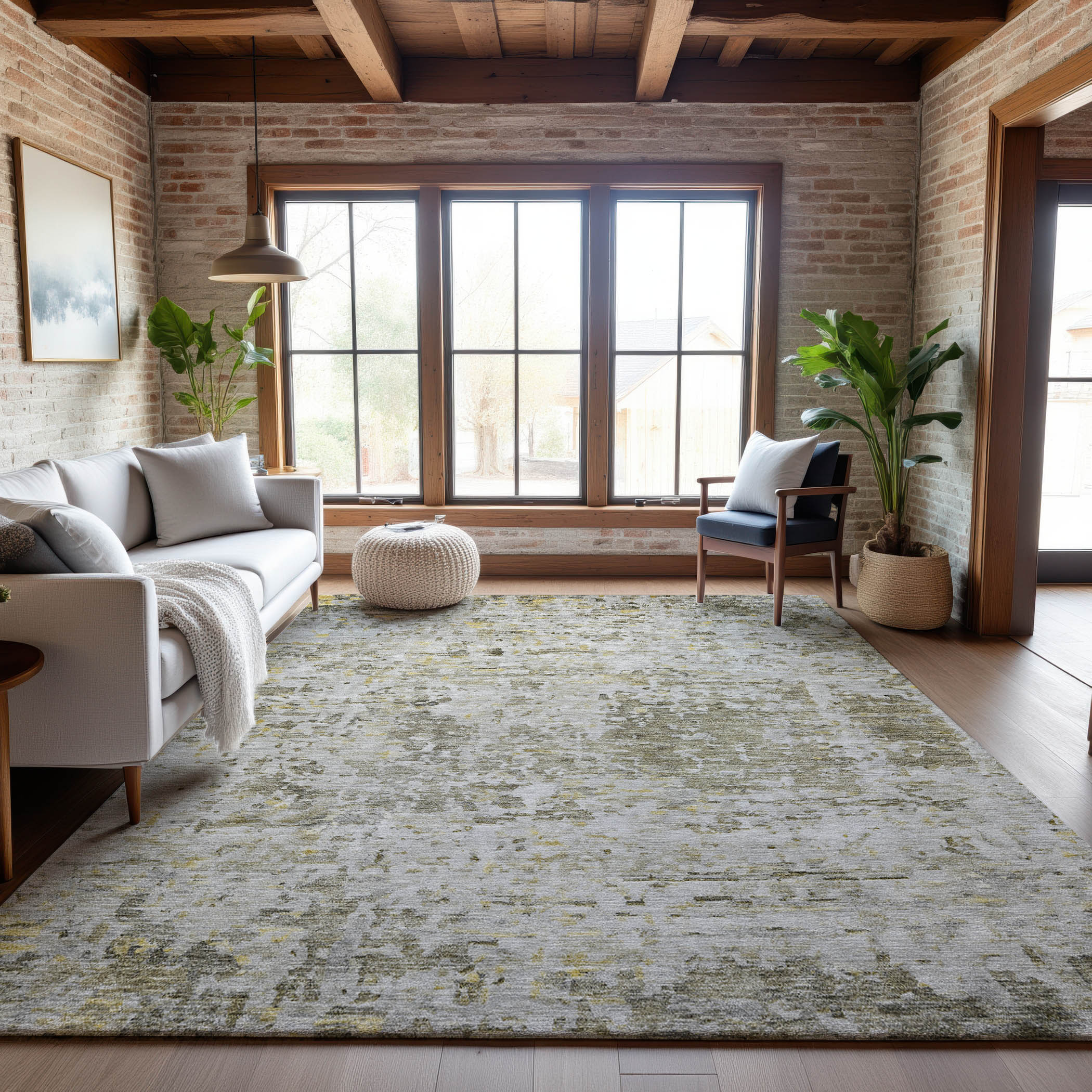 Montevideo Machine Washable Transitional Taupe Brown Rug 2'6" x 3'10" #shape_Rectangle