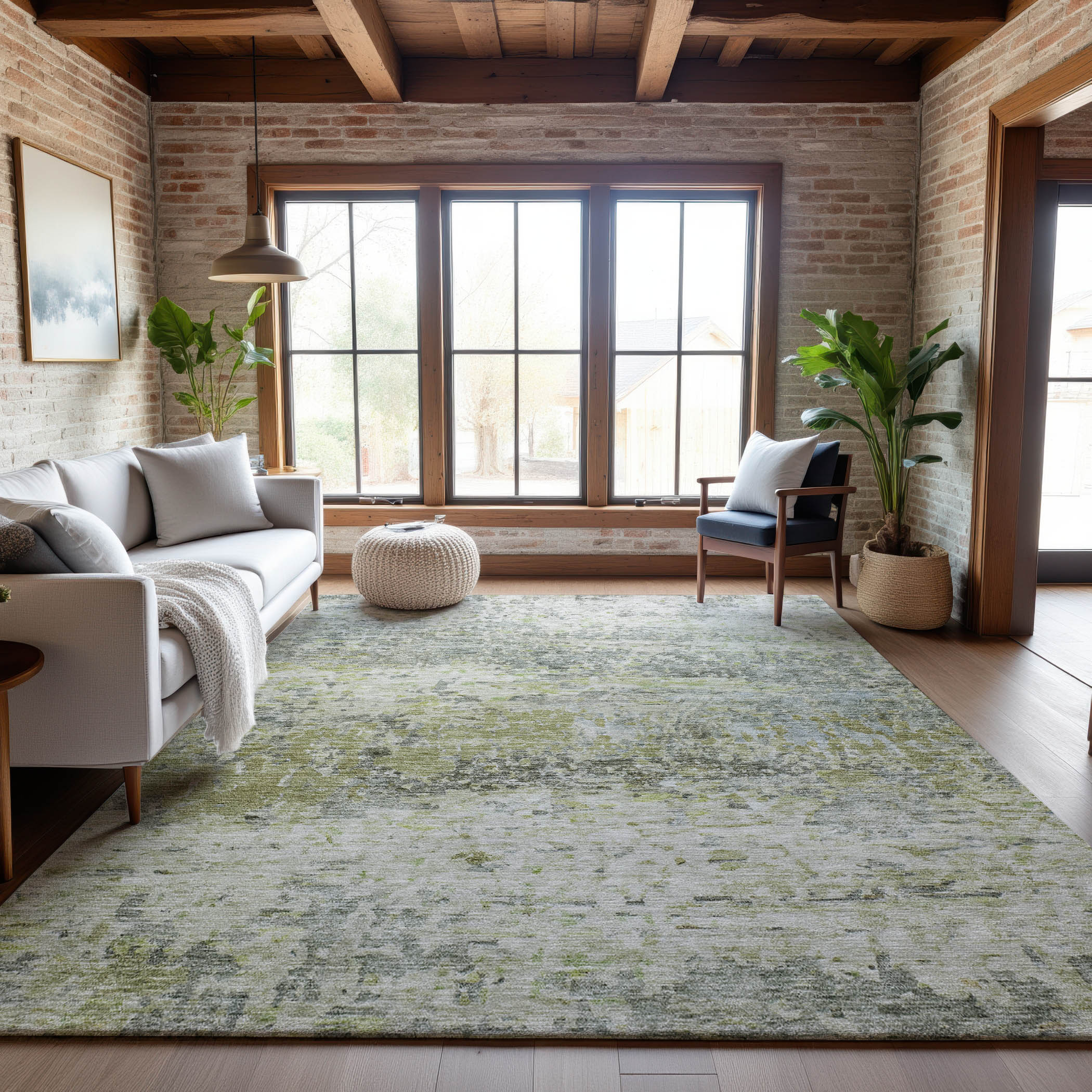 Ghent Machine Washable Transitional Aloe Green Rug 2'6" x 3'10" #shape_Rectangle