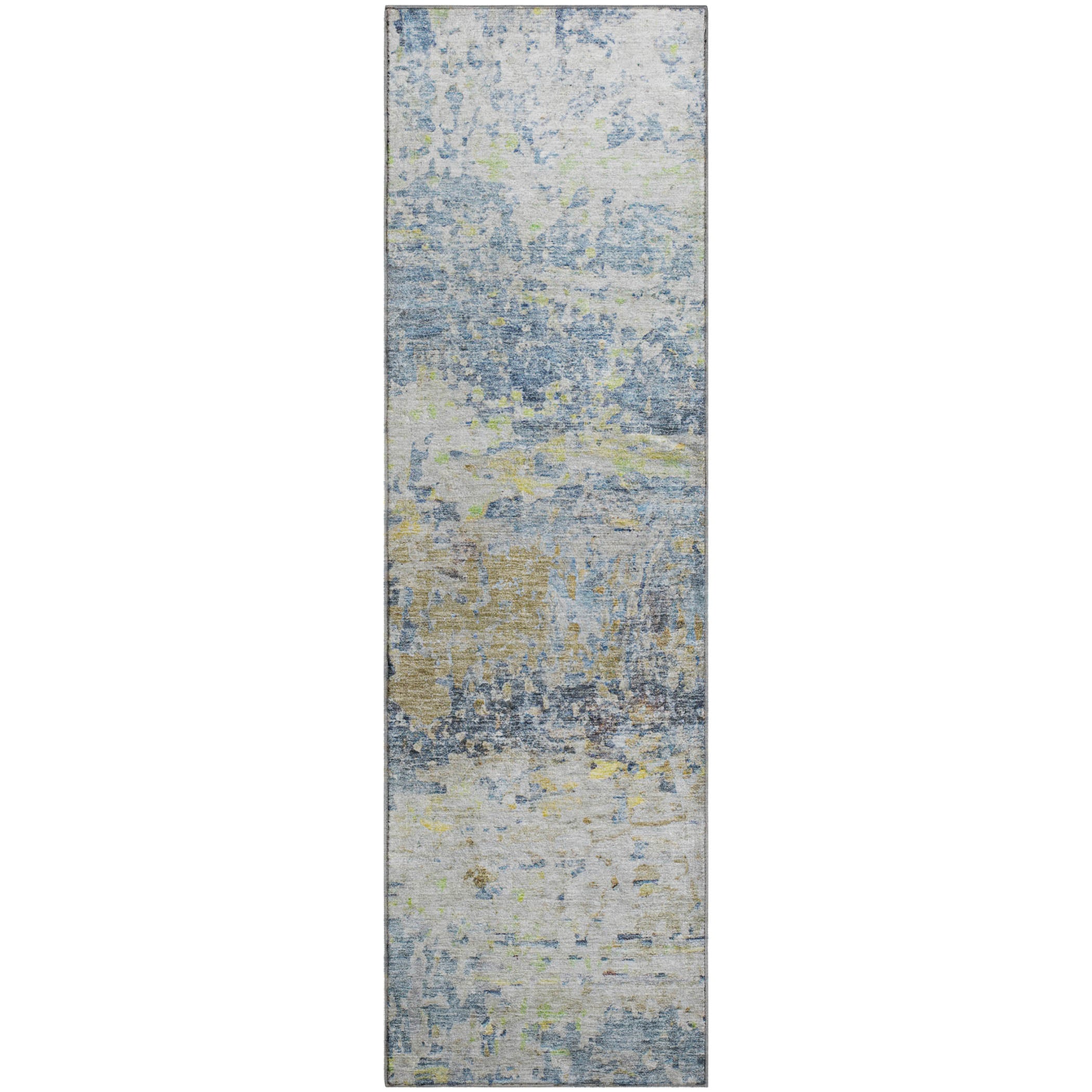 Ghent Machine Washable Transitional Blue Rug 2'3" x 7'6" #shape_Runner