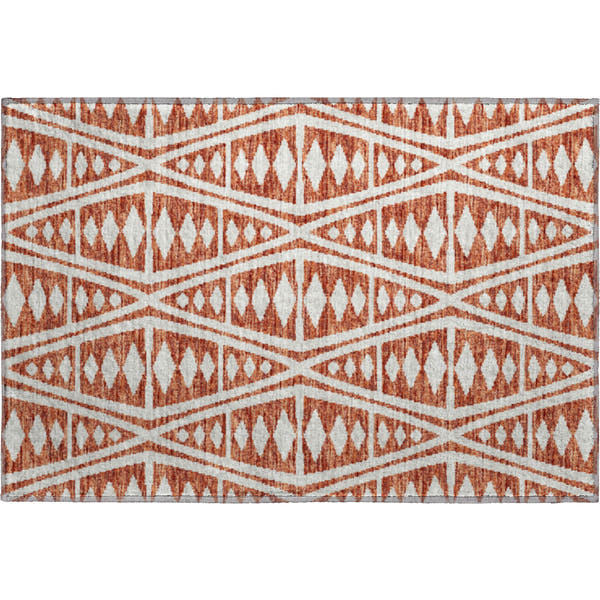 Split Machine Washable Transitional Canyon Red Rug 1'8" x 2'6"