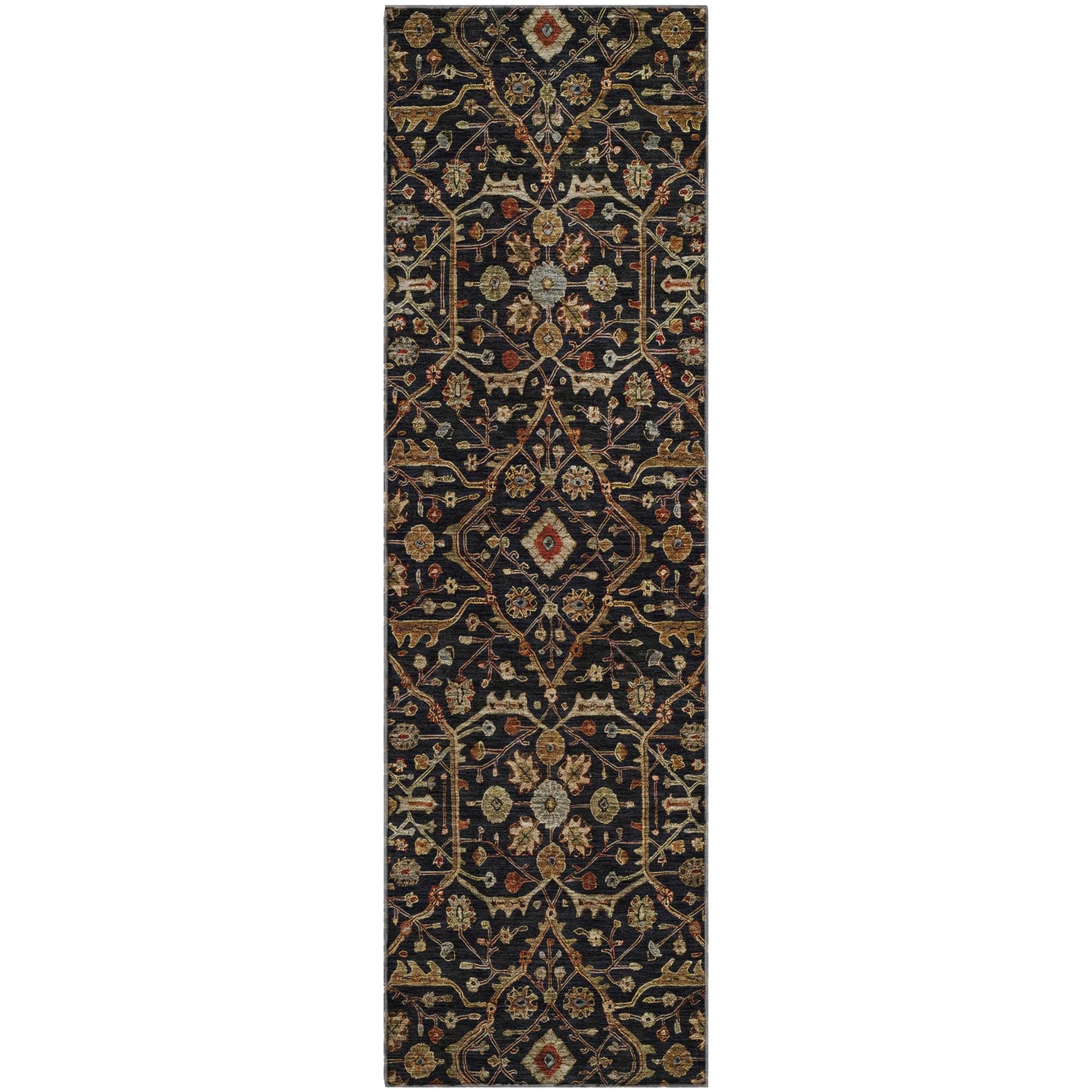 Sarajevo Machine Washable Transitional Black Rug 2'3" x 7'6" #shape_Runner