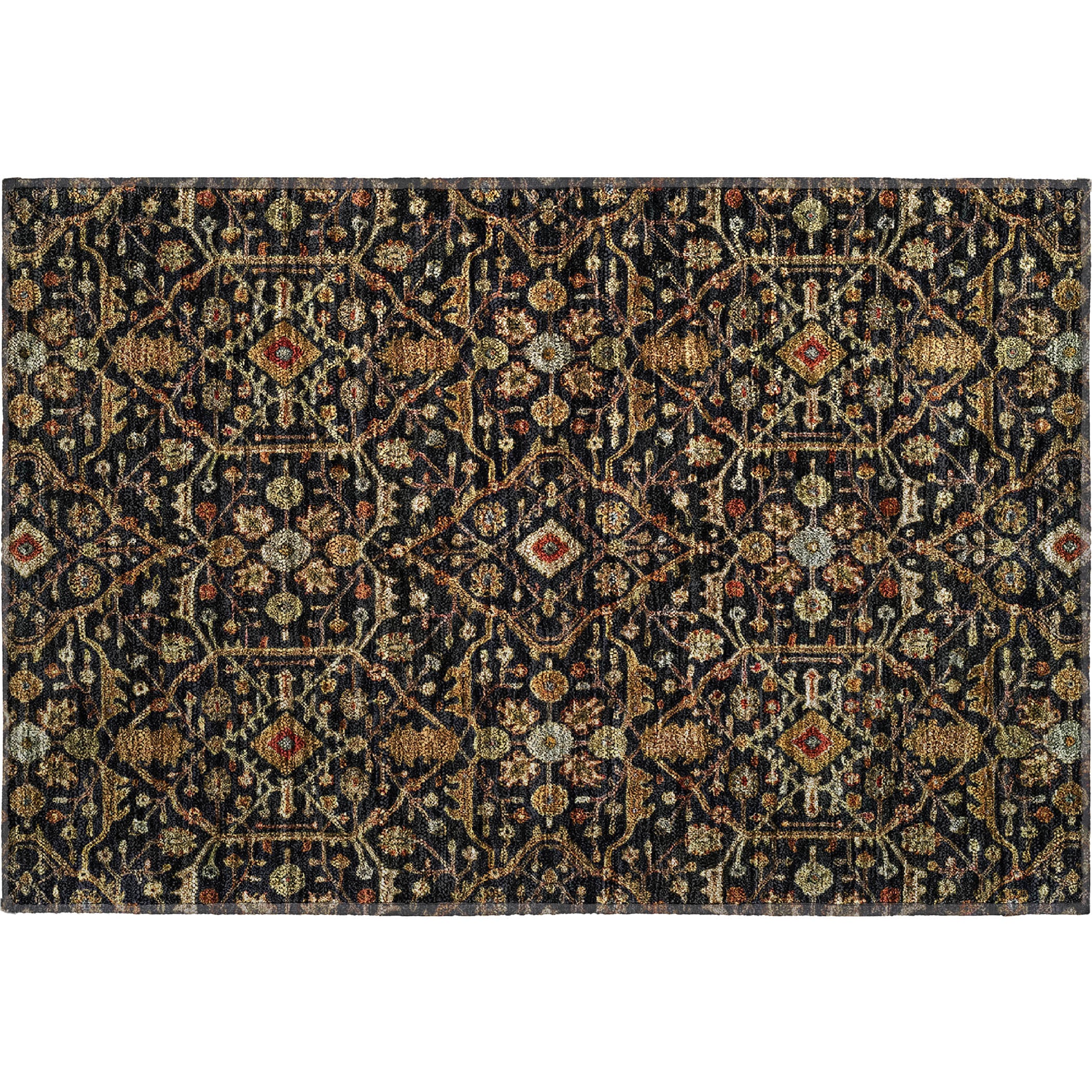 Sarajevo Machine Washable Transitional Black Rug 1'8" x 2'6" #shape_Rectangle