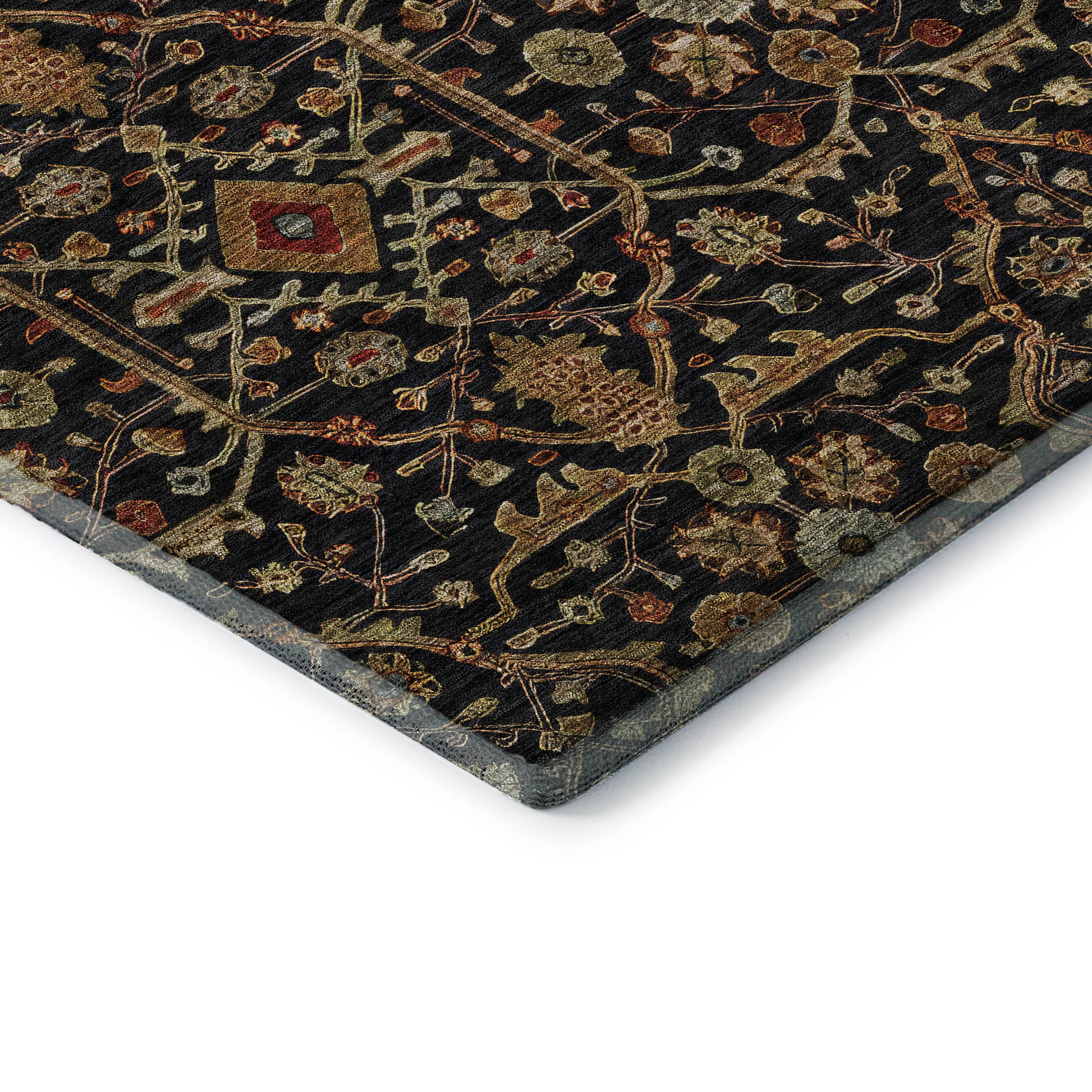 Sarajevo Machine Washable Transitional Black Rug 1'8" x 2'6" #shape_Rectangle