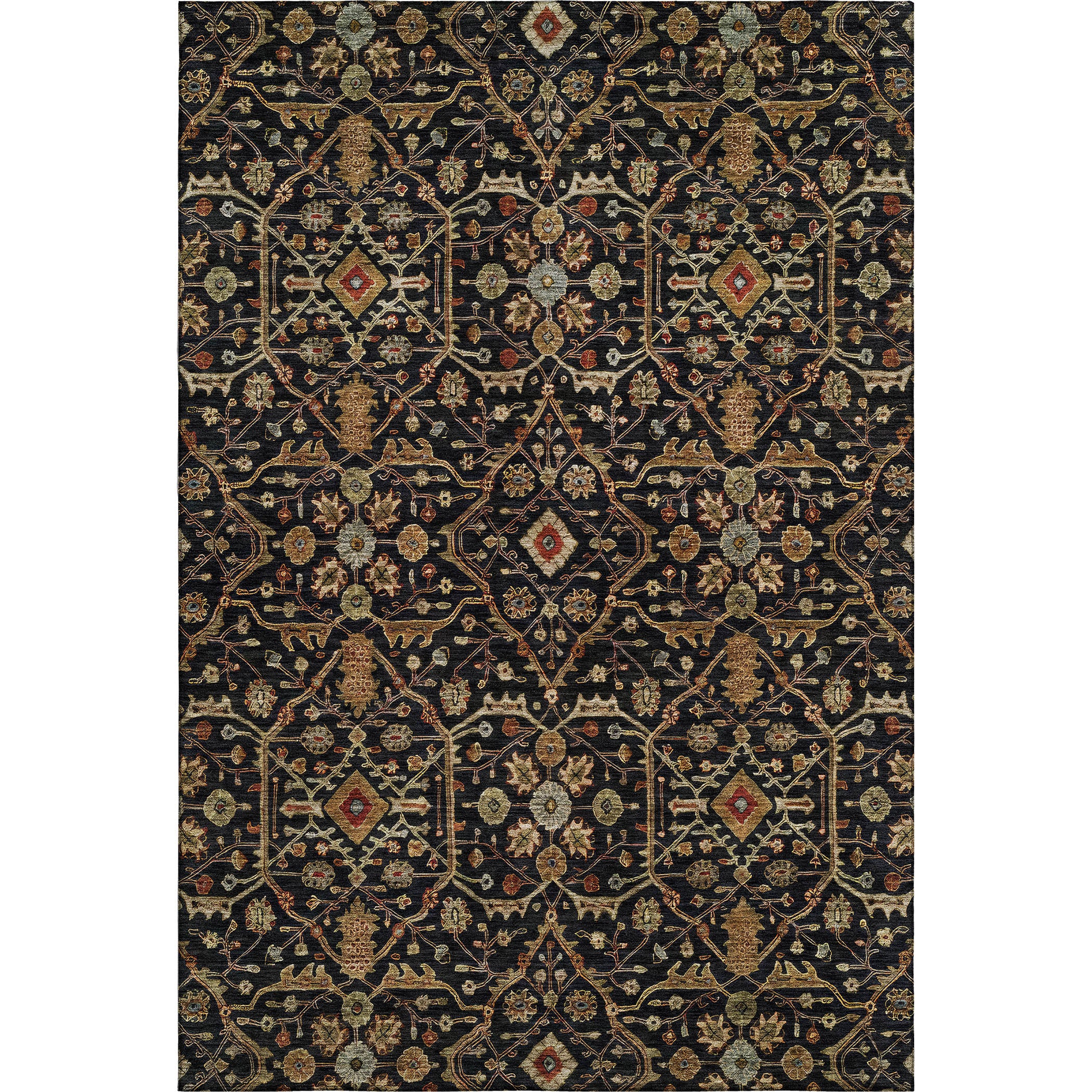 Sarajevo Machine Washable Transitional Black Rug 2'6" x 3'10" #shape_Rectangle