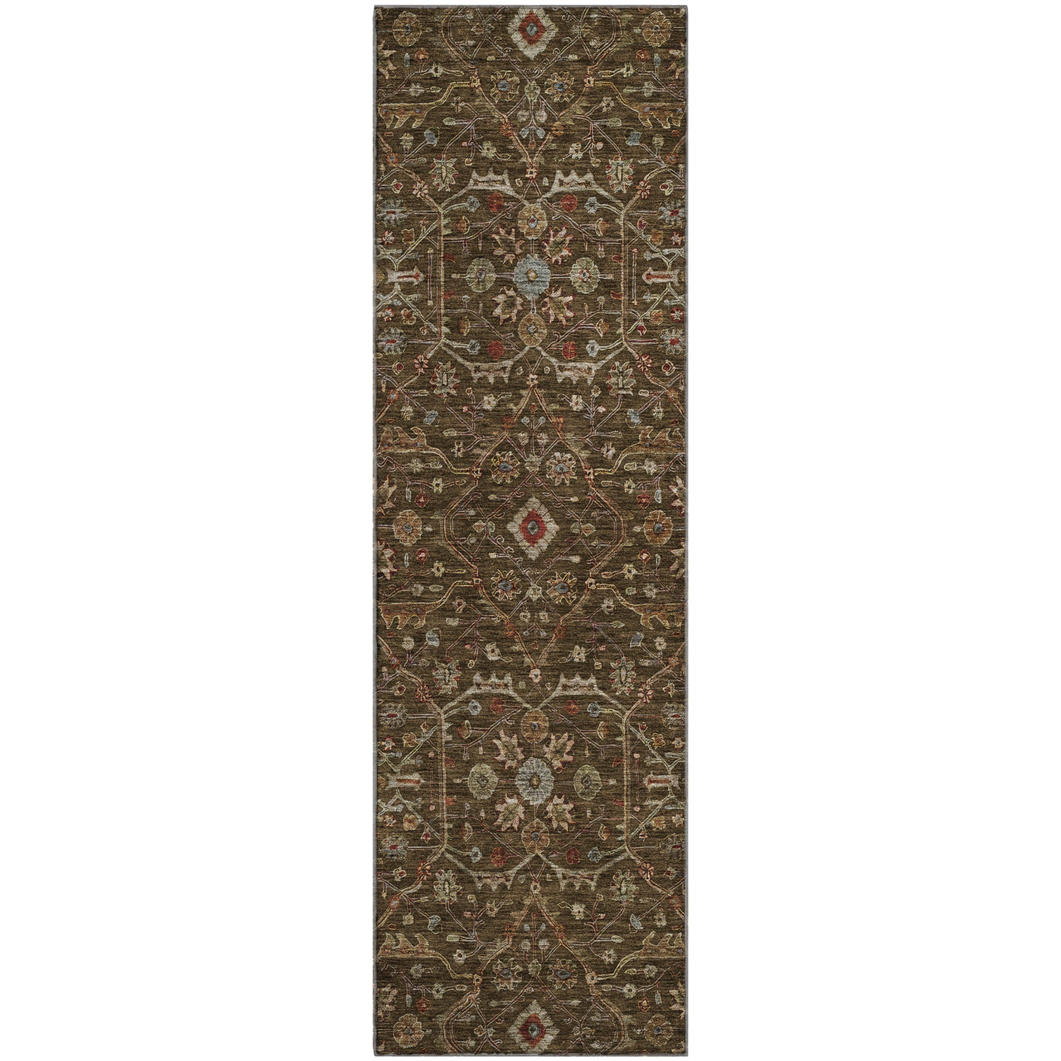 Sarajevo Machine Washable Transitional Chocolate Brown Rug 2'3" x 7'6" #shape_Runner