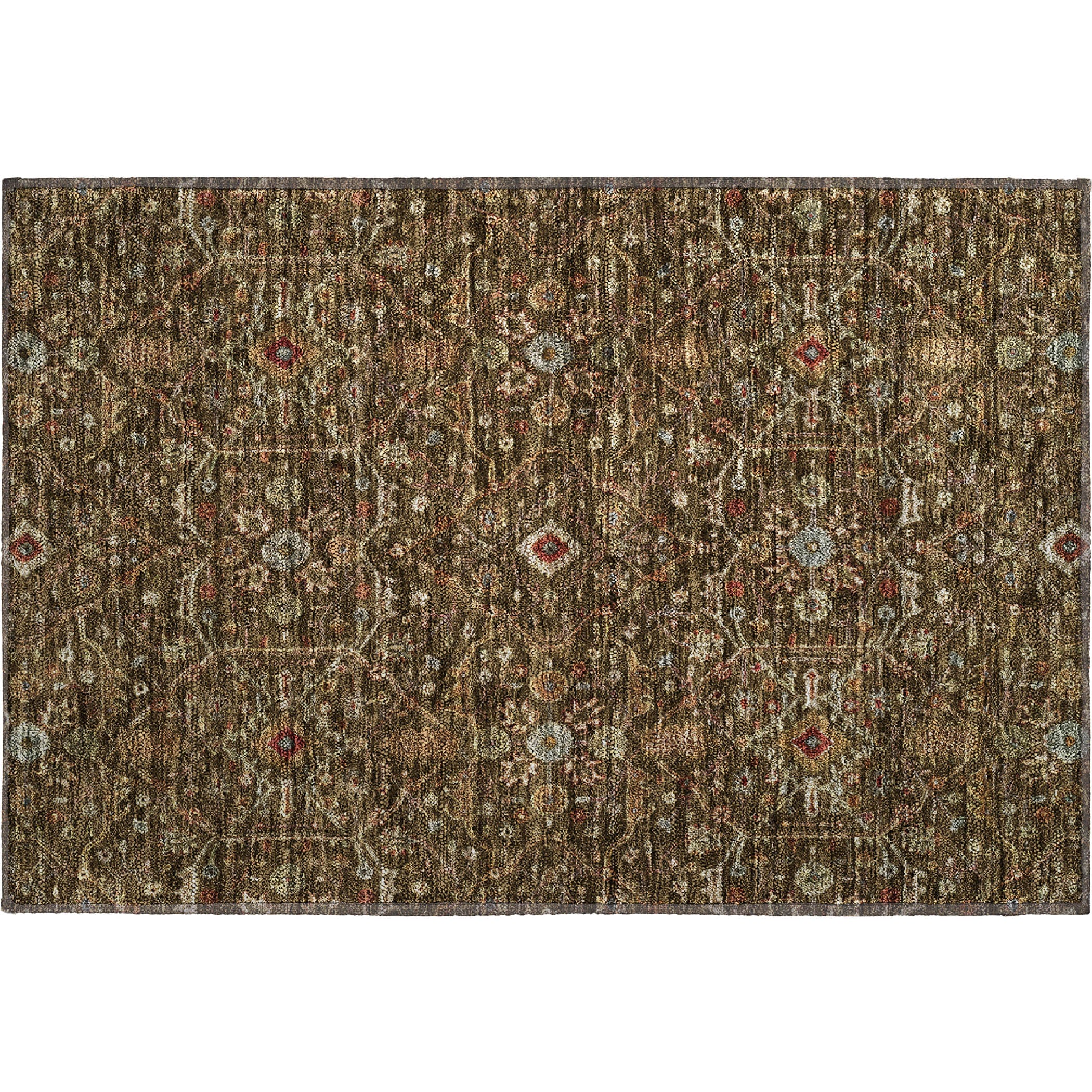 Sarajevo Machine Washable Transitional Chocolate Brown Rug 1'8" x 2'6" #shape_Rectangle