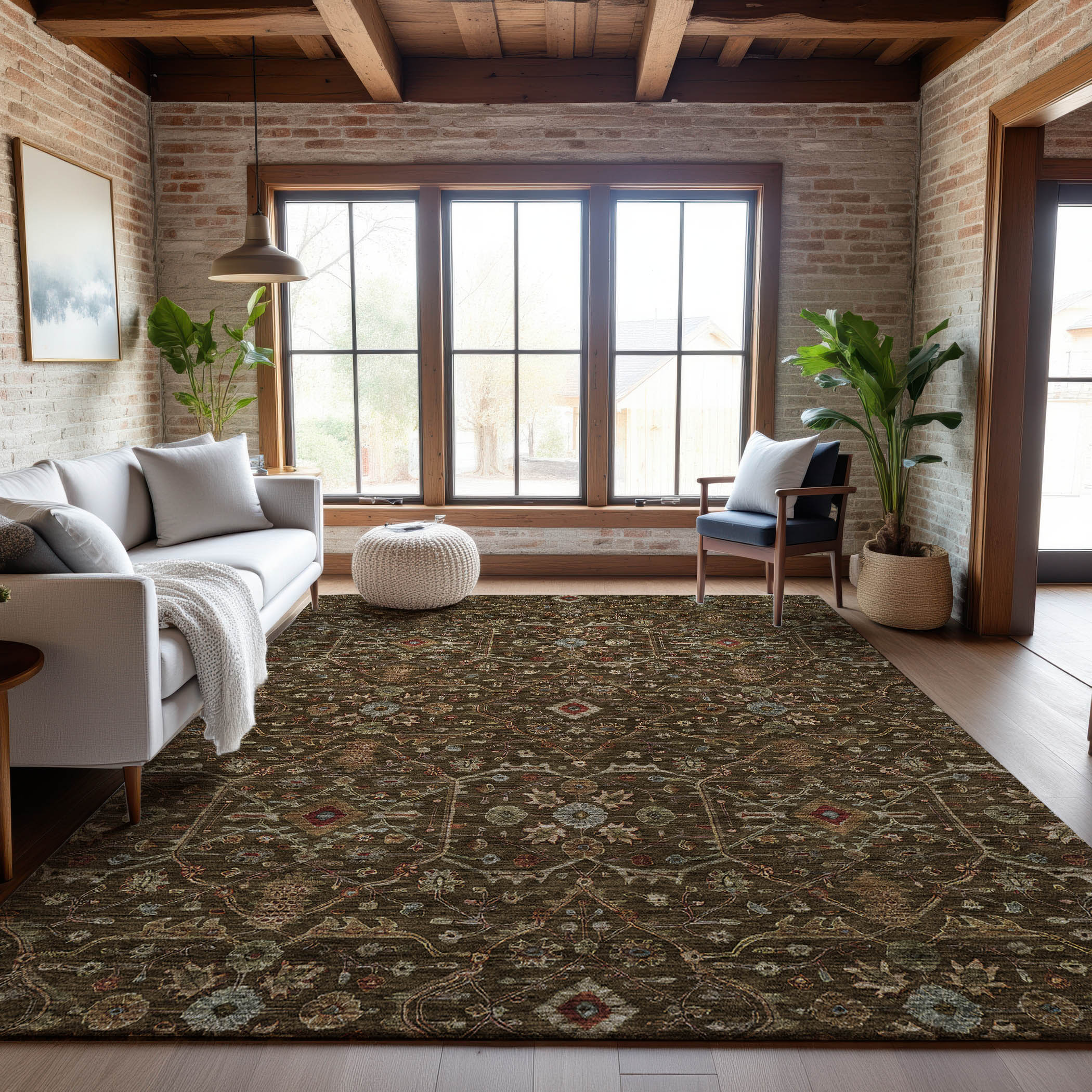 Sarajevo Machine Washable Transitional Chocolate Brown Rug 2'6" x 3'10" #shape_Rectangle