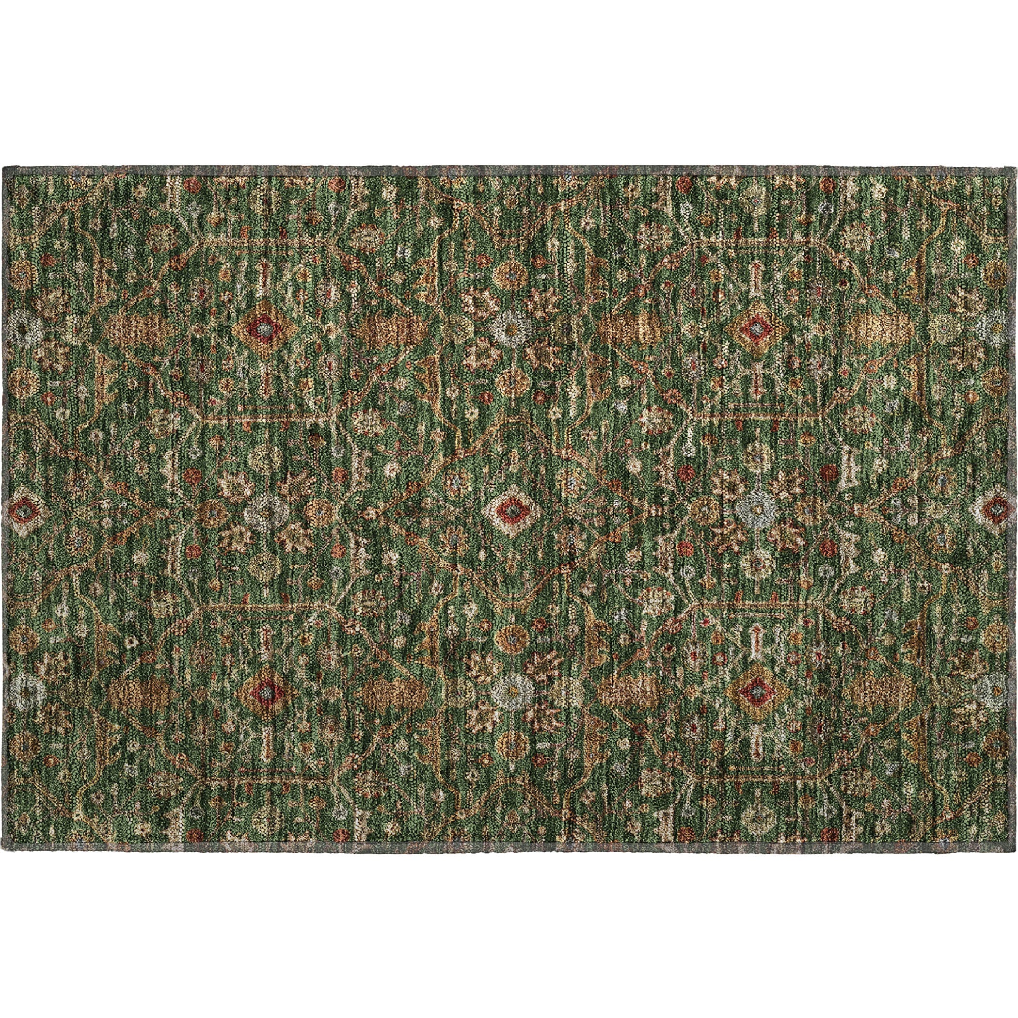 Sarajevo Machine Washable Transitional Emerald Green Rug 1'8" x 2'6" #shape_Rectangle