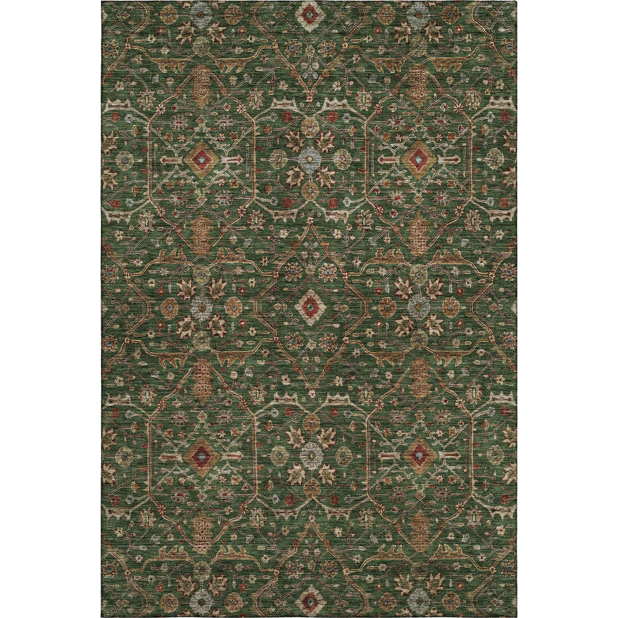 Sarajevo Machine Washable Transitional Emerald Green Rug 2'6" x 3'10" #shape_Rectangle