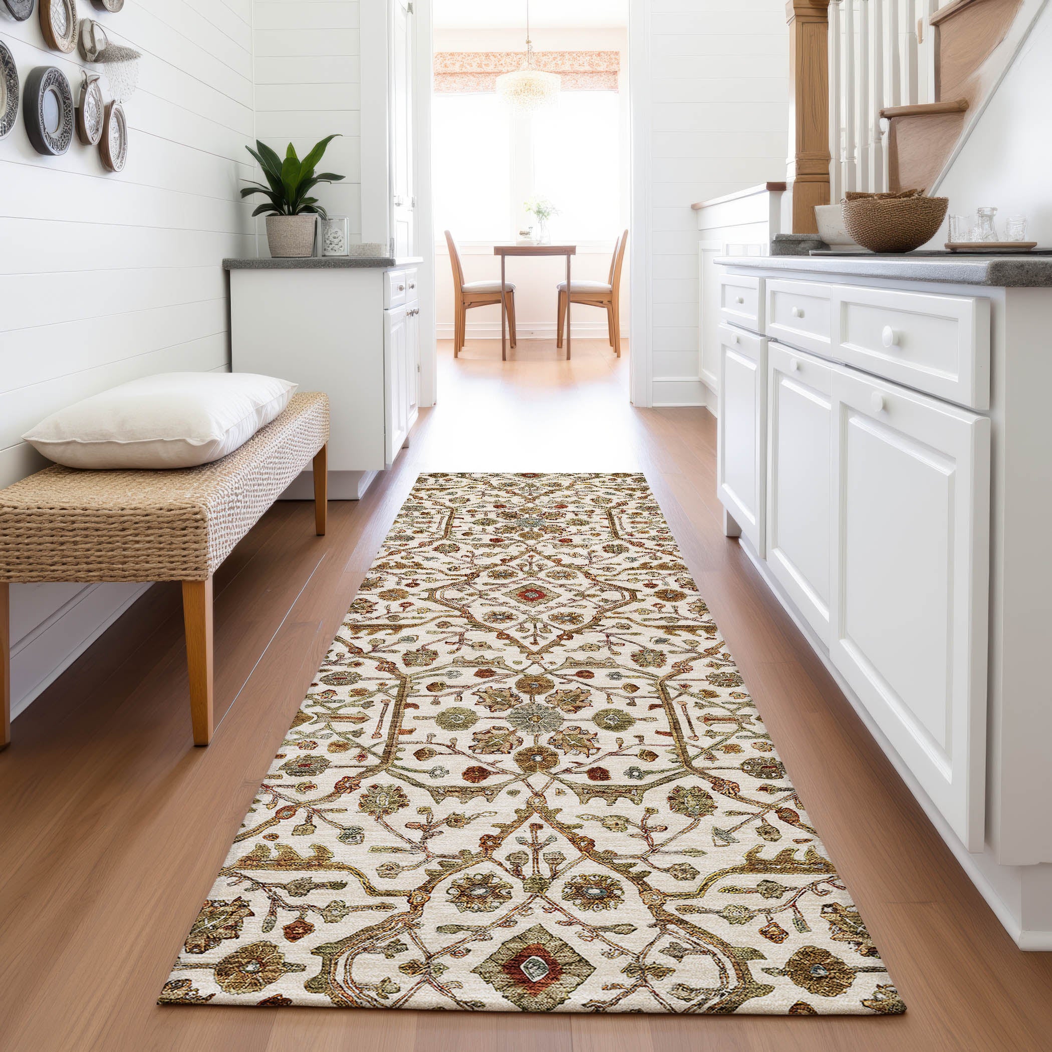 Sarajevo Machine Washable Transitional Ivory Rug 2'3" x 7'6" #shape_Runner